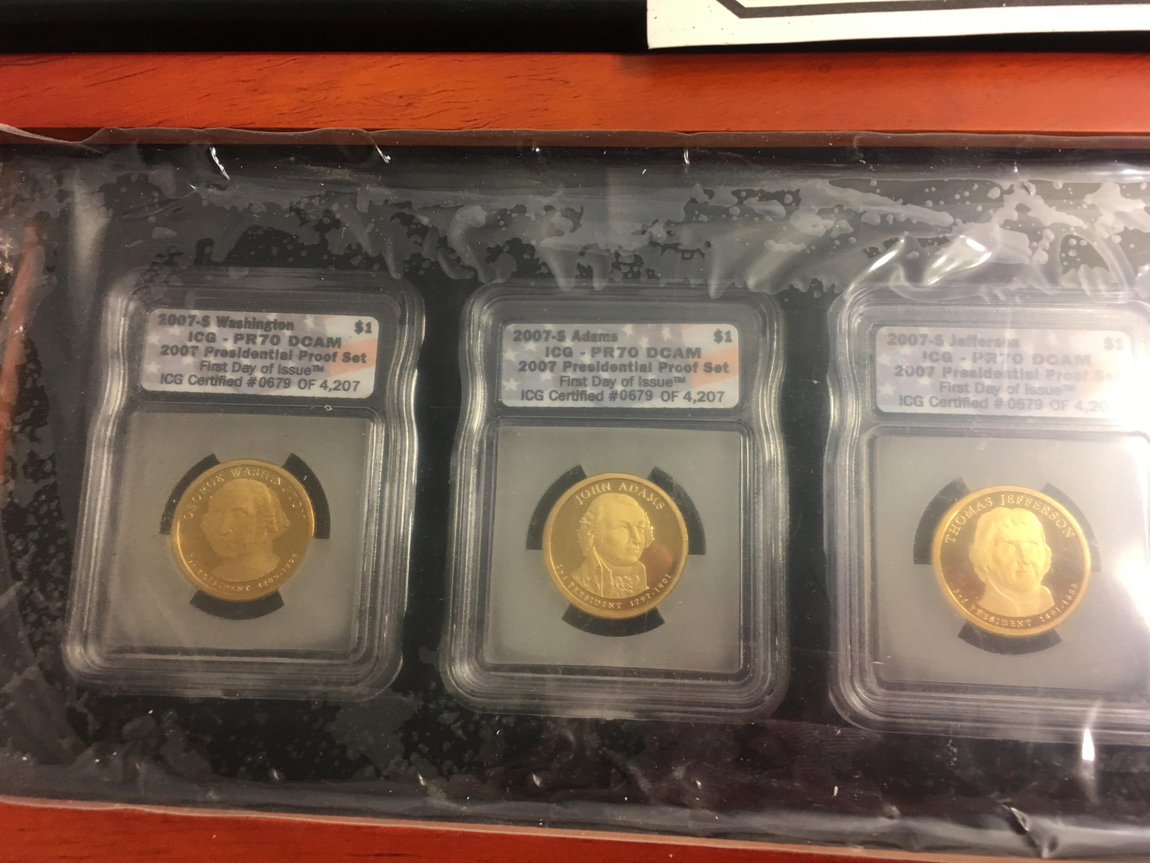 Collector 2007 Presidential Proof Set $1 First Commemorative Mint Collection Coins in Cherry Wood