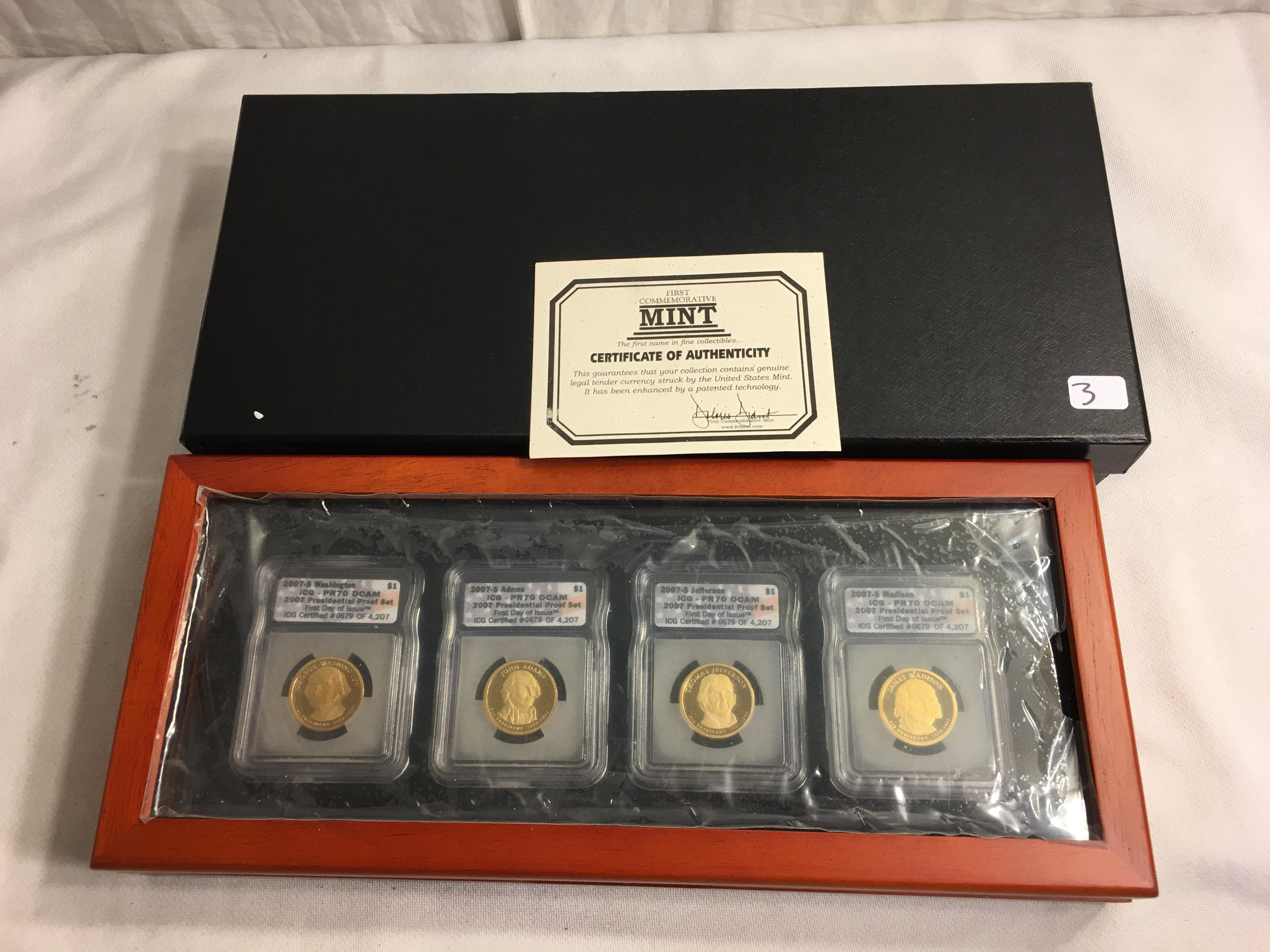 Collector 2007 Presidential Proof Set $1 First Commemorative Mint Collection Coins in Cherry Wood