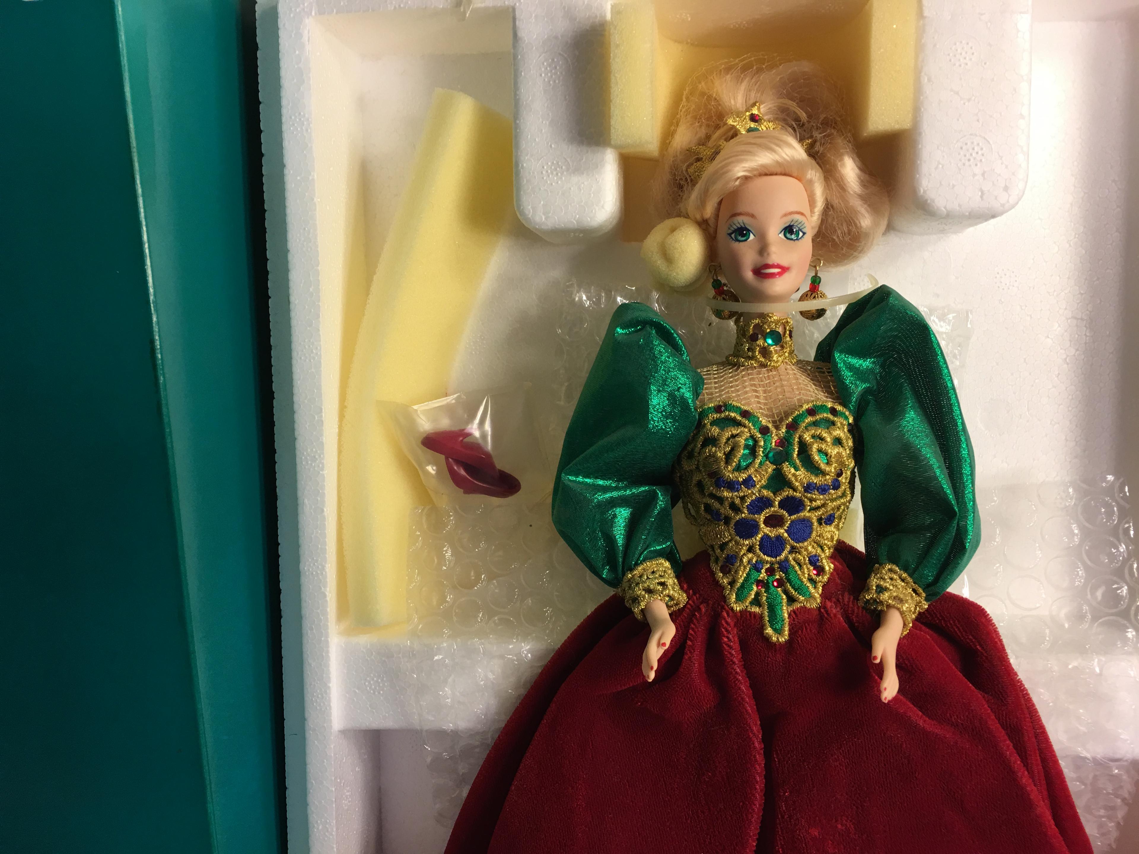 Collector Holiday Jewel Barbie Mattel Porcelain Barbie Collection Doll Box has Damage 16"tall Box