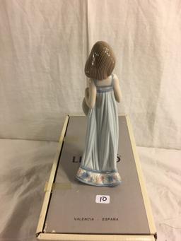 Collector Lladro Figurine #5643 Cathy, Girl Holding Hat with Flowers Figurine Box Size:11"tall Box