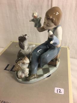 Collector Lladro Porcelain Figurine Puppet Show Dogs Cats Retired #5736 Box Size:10x9x6.5"