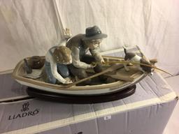 Collector  Lladro Fishing With Gramps Paloma Boat #5215 Box Size: 22"Width by 11"T By 11"Deep