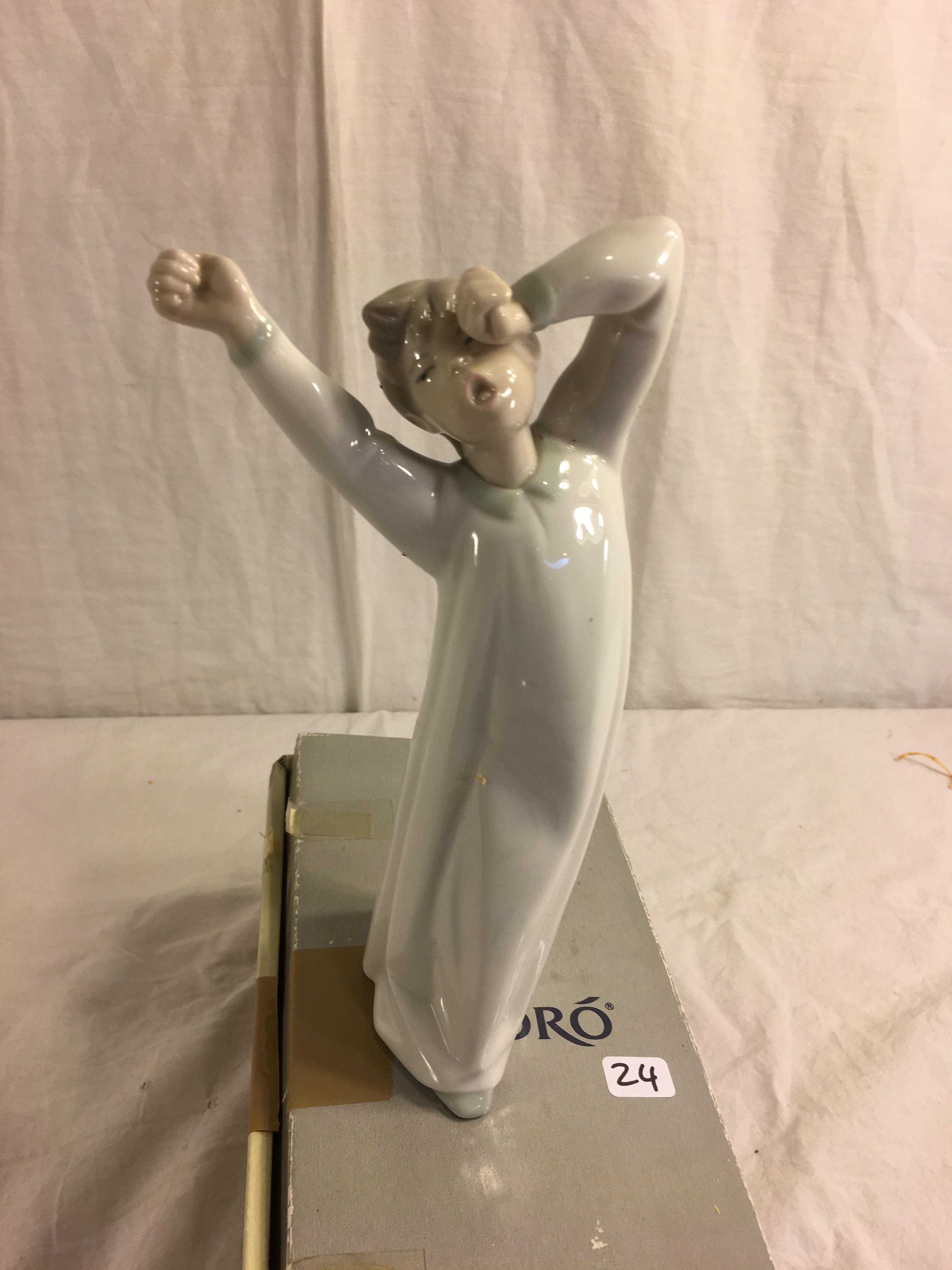 Collector Lladro Figurine "Boy Awakening" #4870 Bedtime Boy Stretching Box Size:10"Tall Box