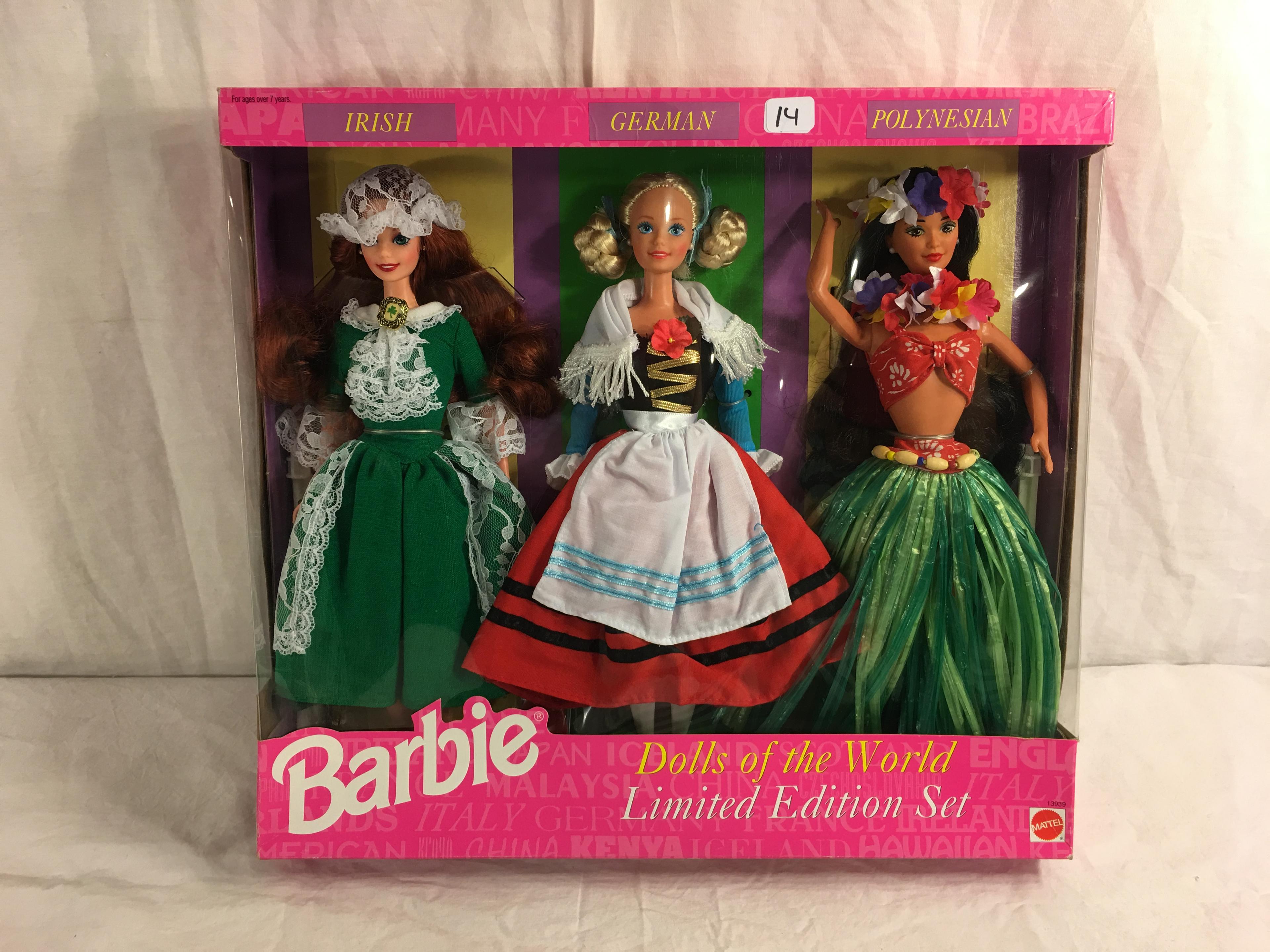 NIB Barbie Mattel  Dolls Of The Wolrd Limited Edition Set Irish, German Polynesian 13.5"T