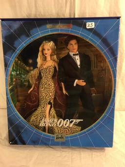 NIB Barbie Mattel Collector Edition James Bond Barbie and Ken Doll 14"T Box Has Minor dmg