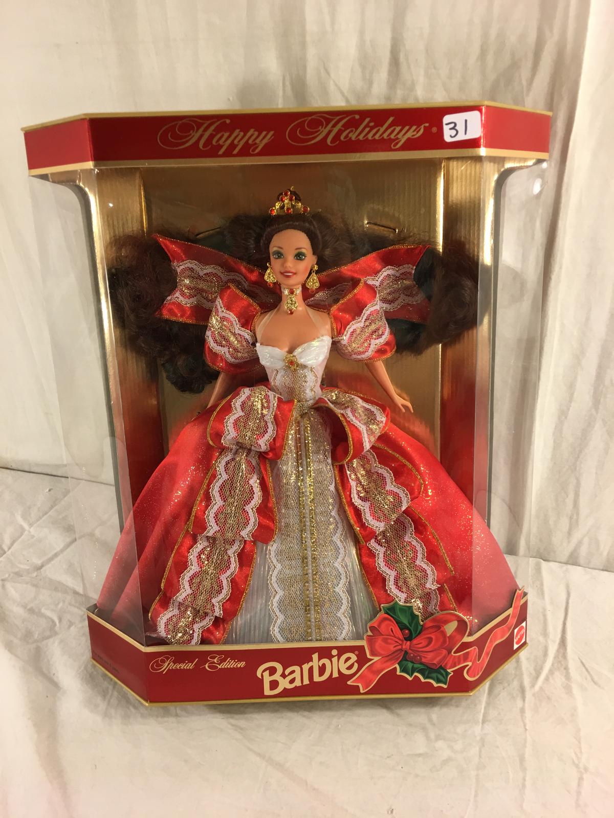 NIB Barbie Mattel Special Edition Barbie 1997 Happy Holidays Barbie Doll 13.5"tall Box