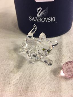 Collector Swarovski Crystal Cat playing with pink ball #631857 Figurine 1.5" w/box