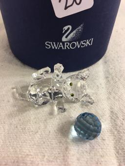 Collector Swarovski Crystal Cat playing with blue ball #631857 Figurine 1.5" w/box