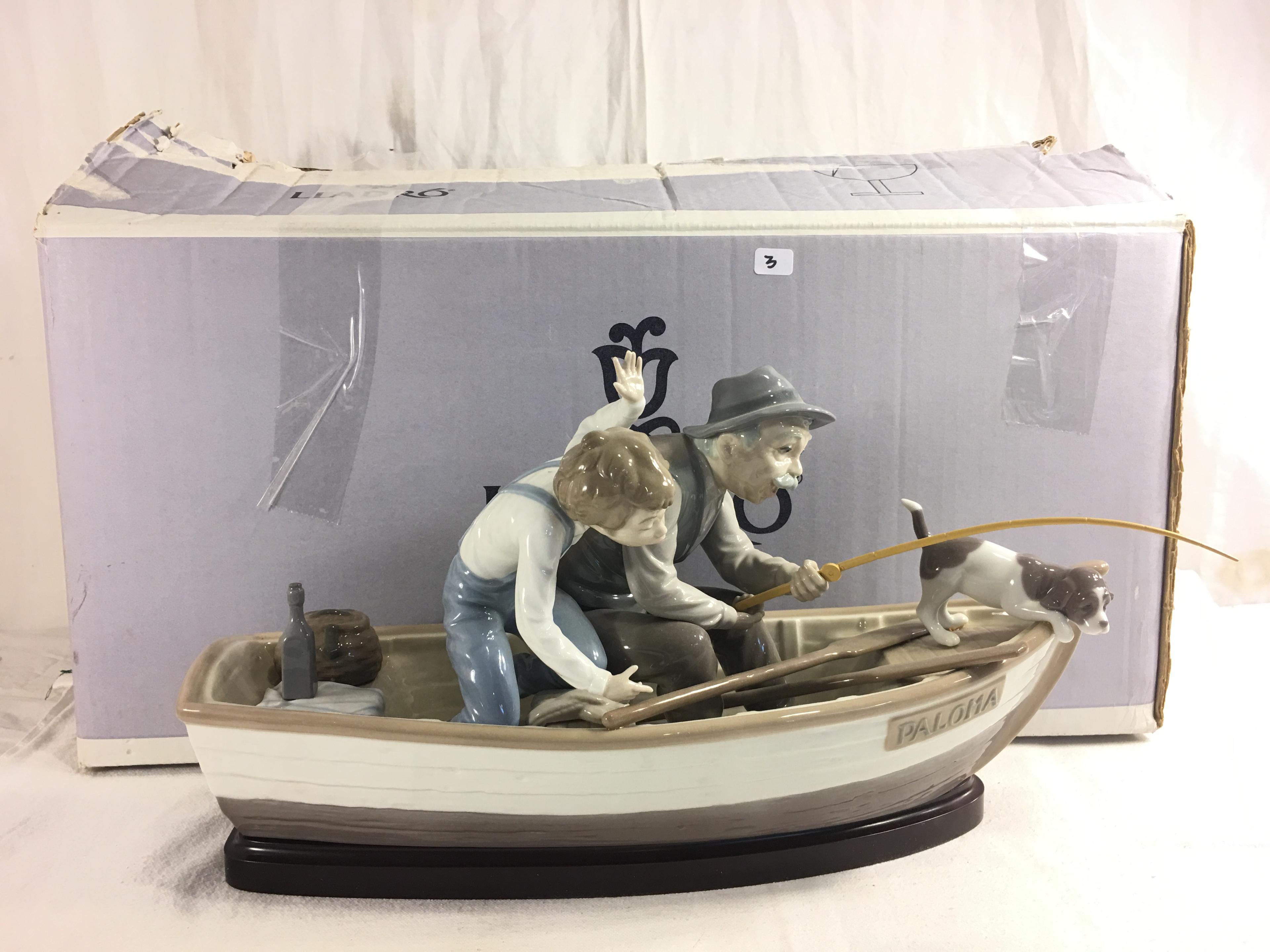 Collector Vintage 1984 Lladro Fishing with Gramps #05215 Figurine w/ 22"x11" box