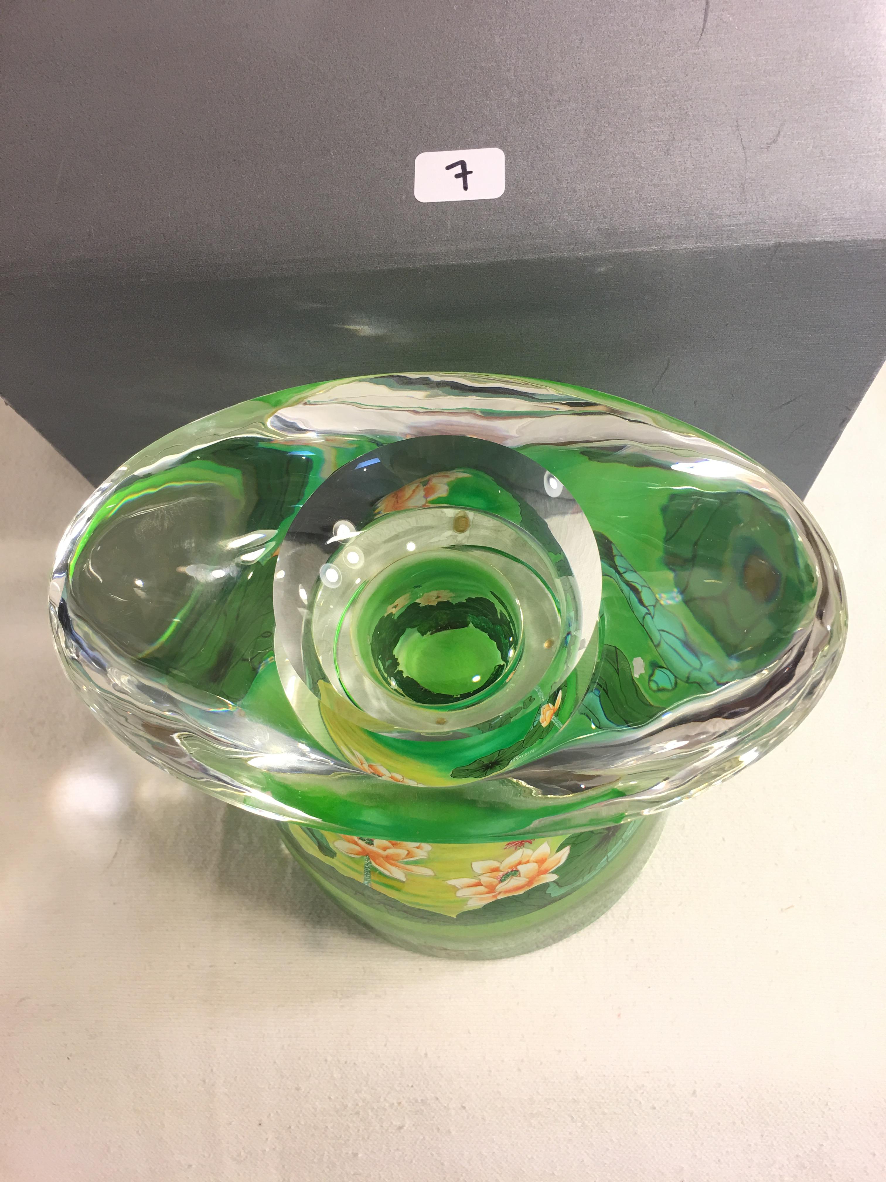Collector Archelan Studio Crystal Glass Sculptor Vase 5.5"Hx6.5"W w/ case