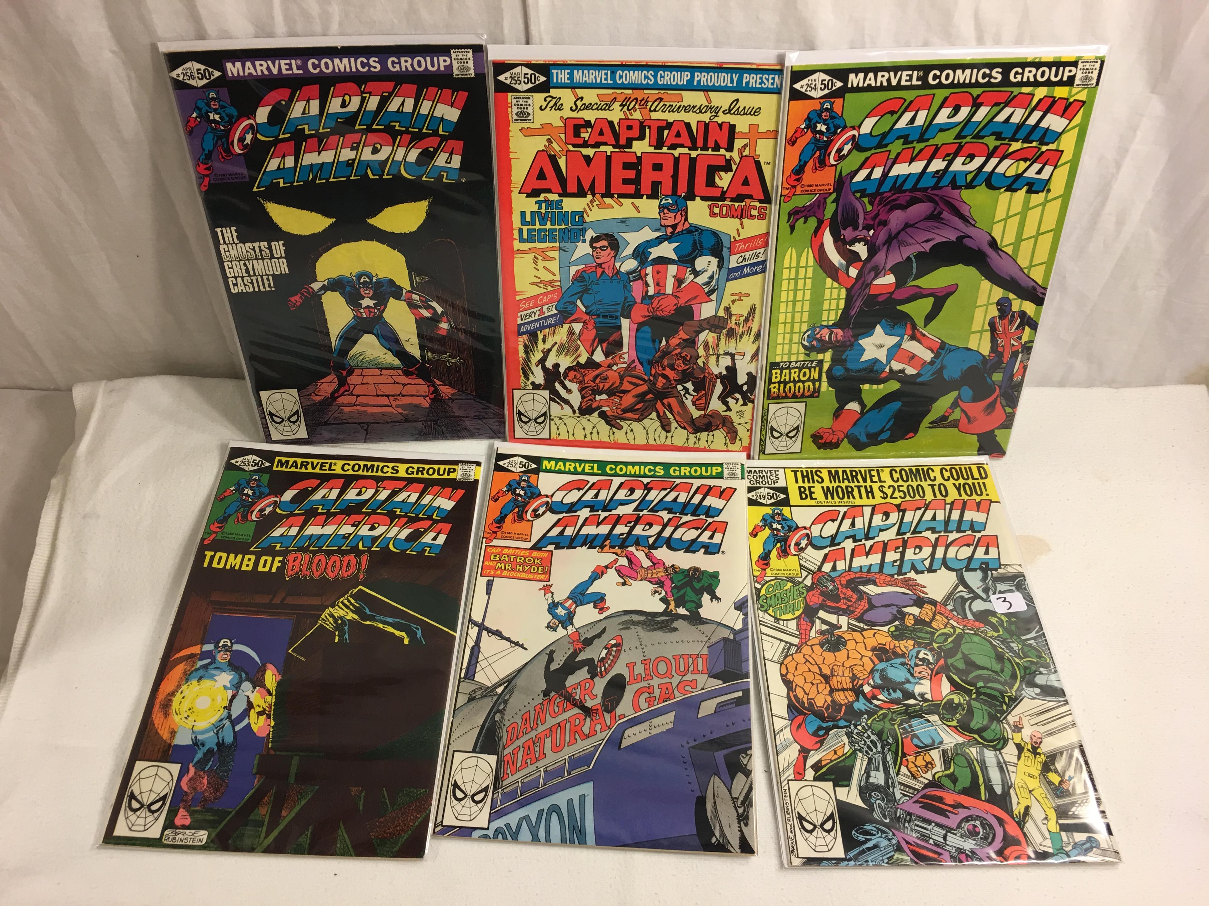 Lot of 6 Pcs Collector Vintage Marvel Comics Captain America No.249.252.253.254.255.256.