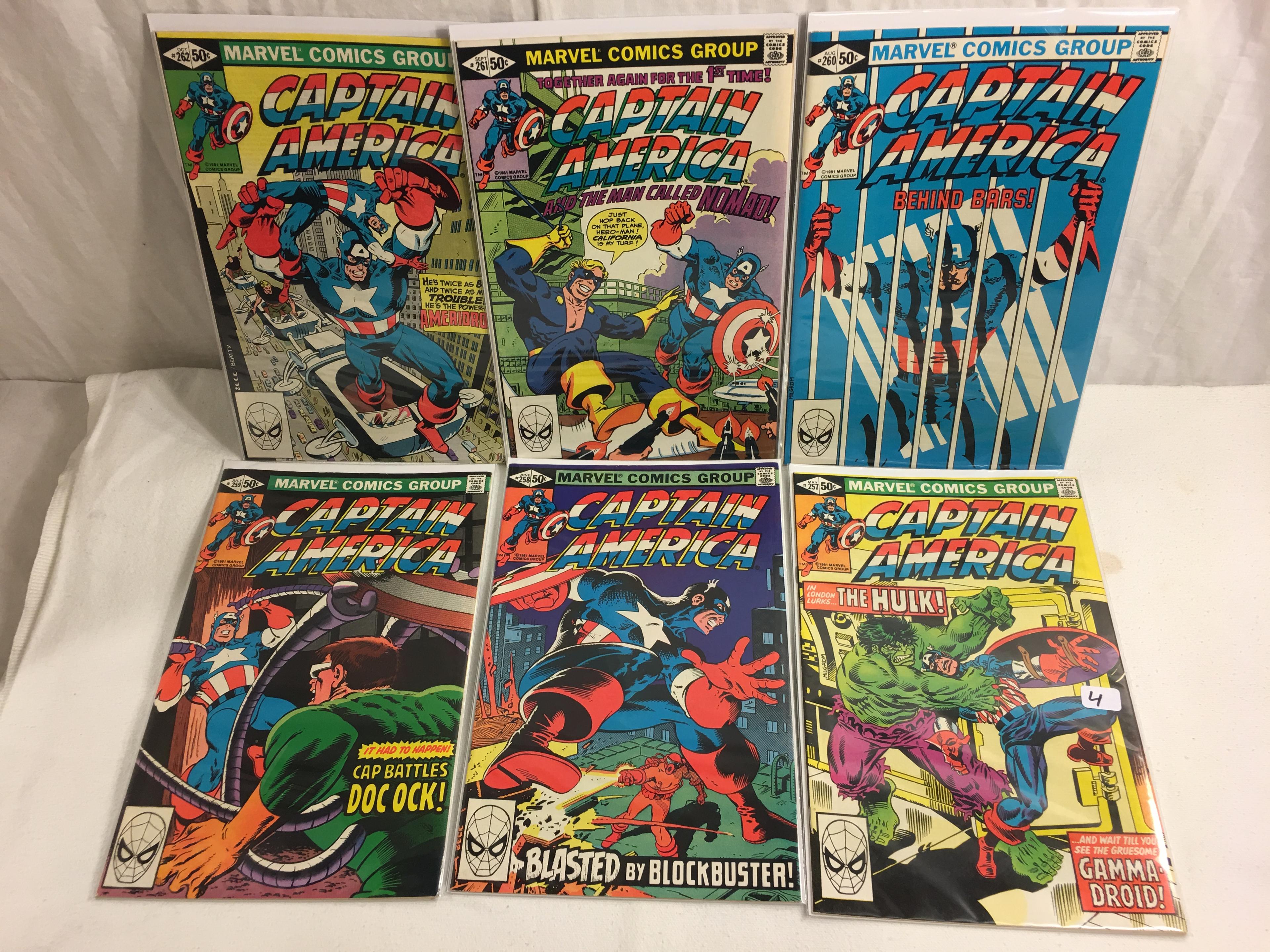 Lot of 6 Pcs Collector Vintage Marvel Comics Captain America No.257.258.259.260.261.262