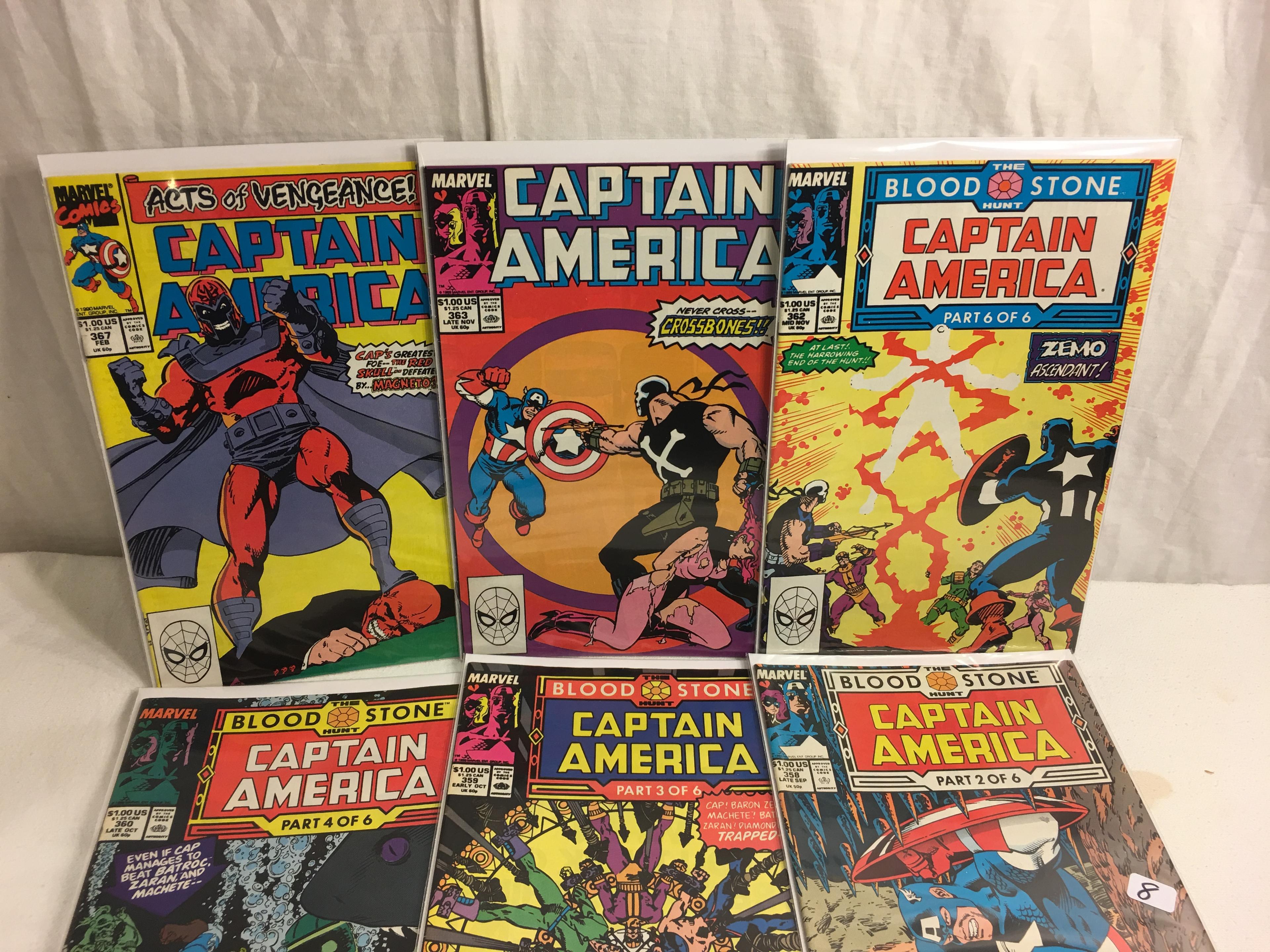 Lot of 6 Pcs Collector Vintage Marvel Comics Captain America No.358.359.360.362.363.367.