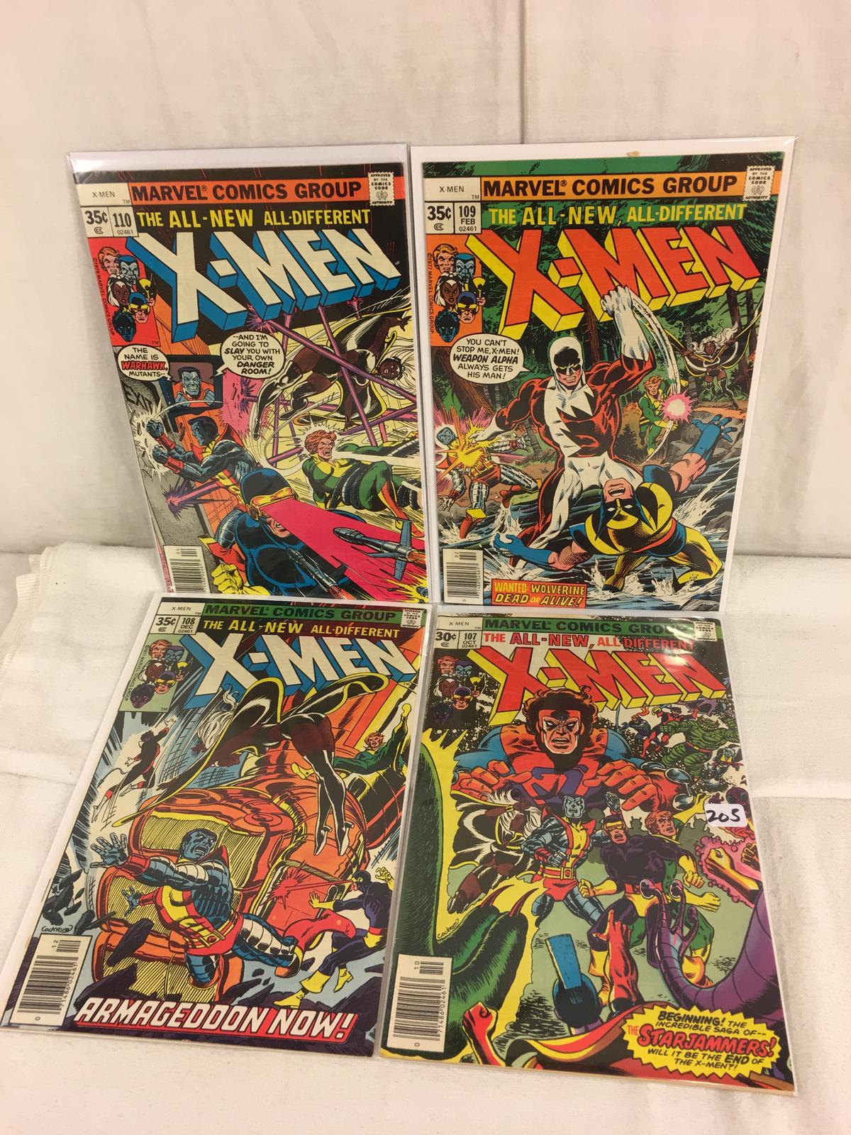 Lot of 4 Pcs Collector Vintage Marvel The Uncanny X-Men Comic Books No.107.108.109.110.