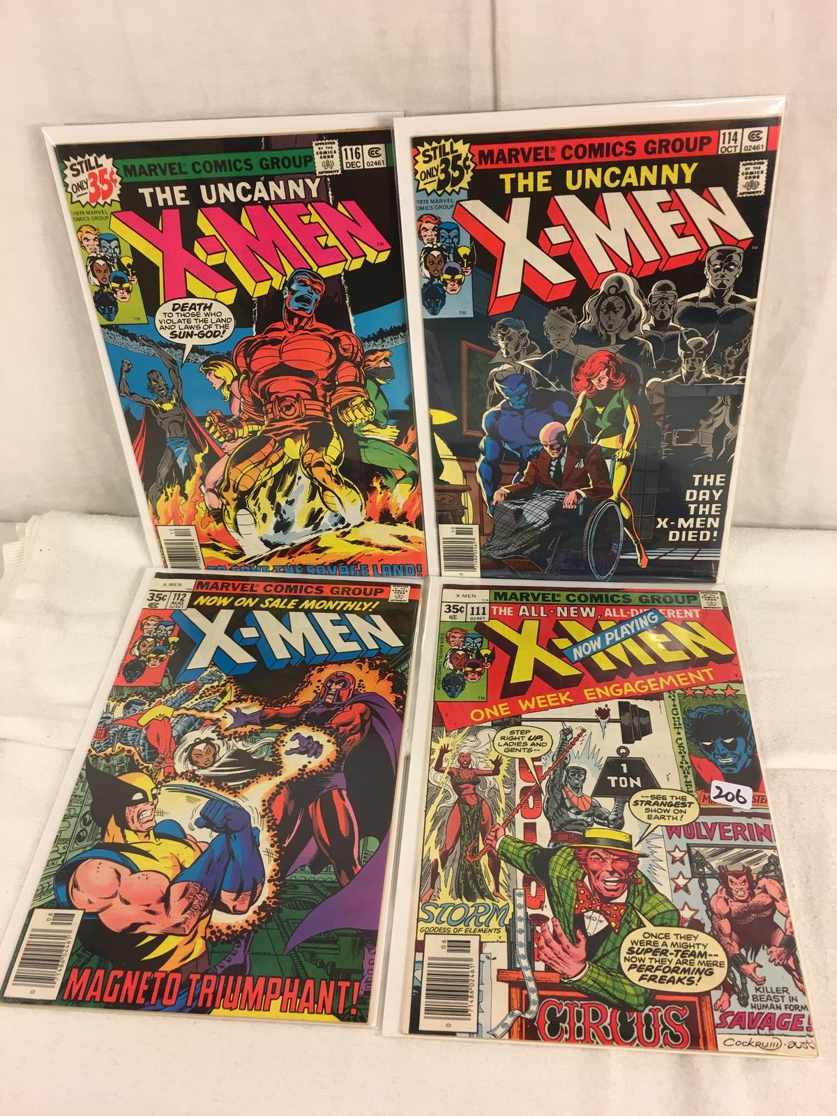 Lot of 4 Pcs Collector Vintage Marvel The Uncanny X-Men Comic Books No.111.112.114.116.