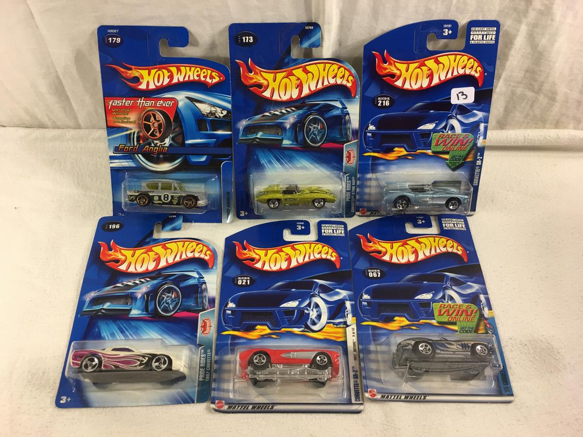 Lot of 6 Pcs  New in Package  Collector Assorted Hot Wheels Die-Cast Cars 1/64 Scale