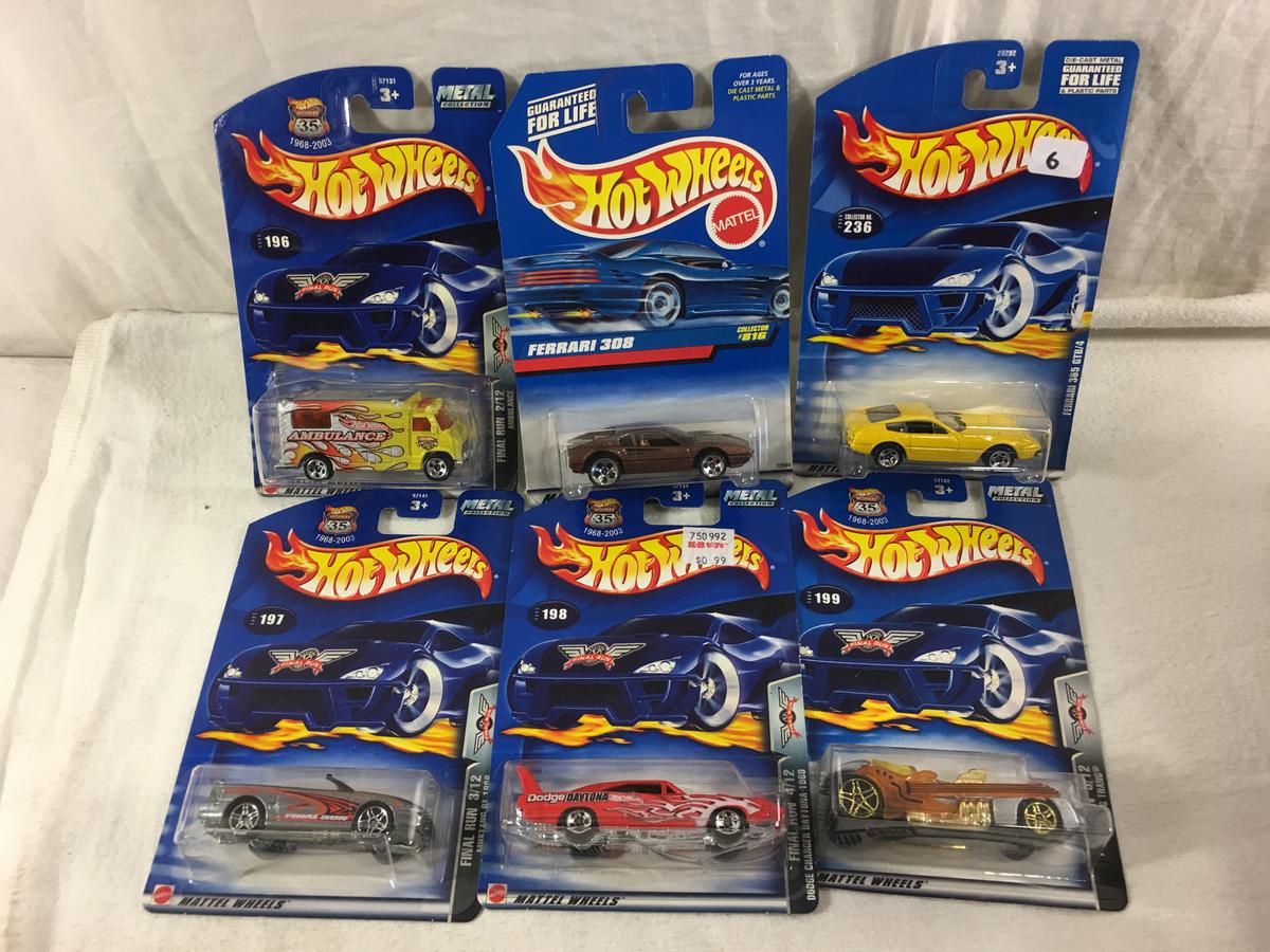 Lot of 6 Pcs  New in Package  Collector Assorted Hot Wheels Die-Cast Cars 1/64 Scale