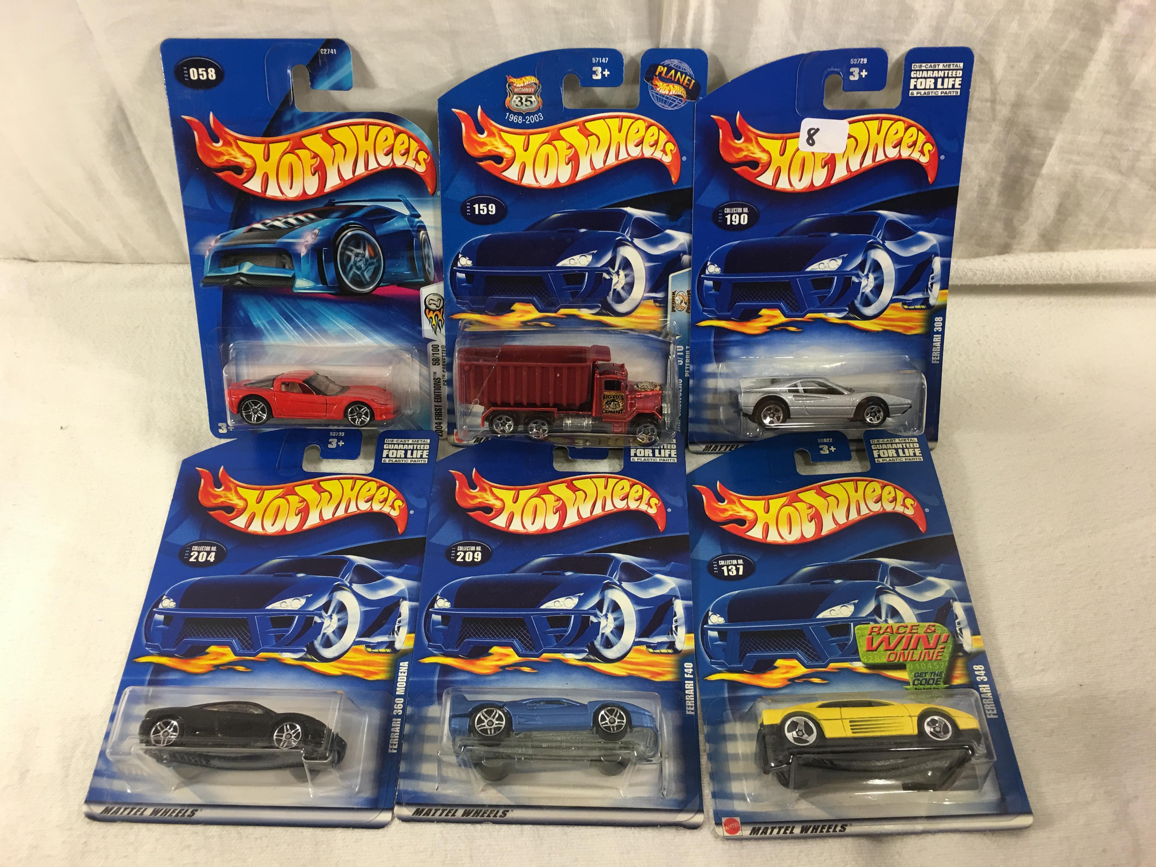 Lot of 6 Pcs  New in Package  Collector Assorted Hot Wheels Die-Cast Cars 1/64 Scale