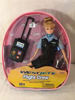 NIB Collector Daron West Jet Flight Crew Attendant Doll in backpack case