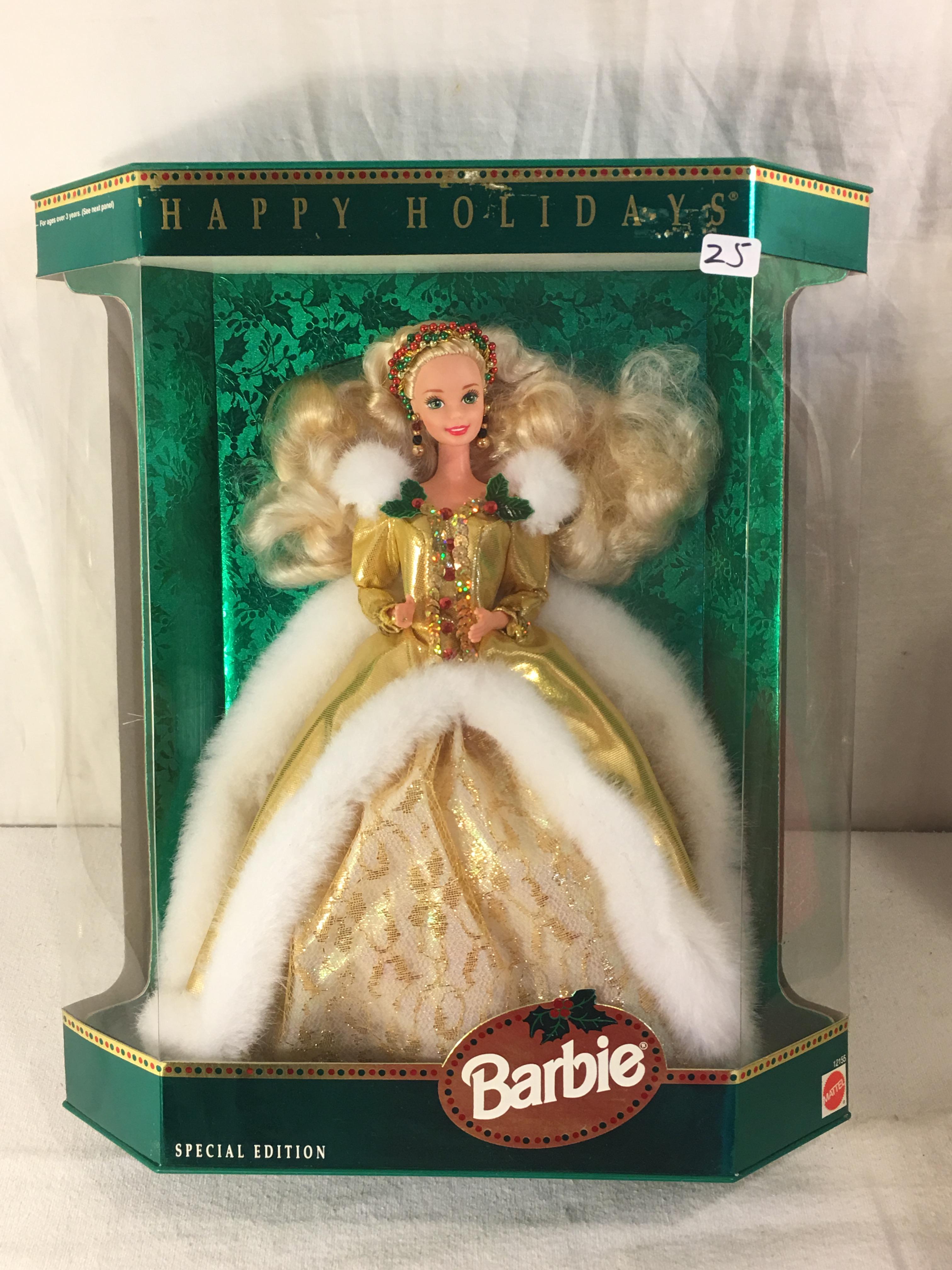 NIB Collector 1994 Happy Holidays Barbie Doll in Gold Dress Box: 13.5"12"