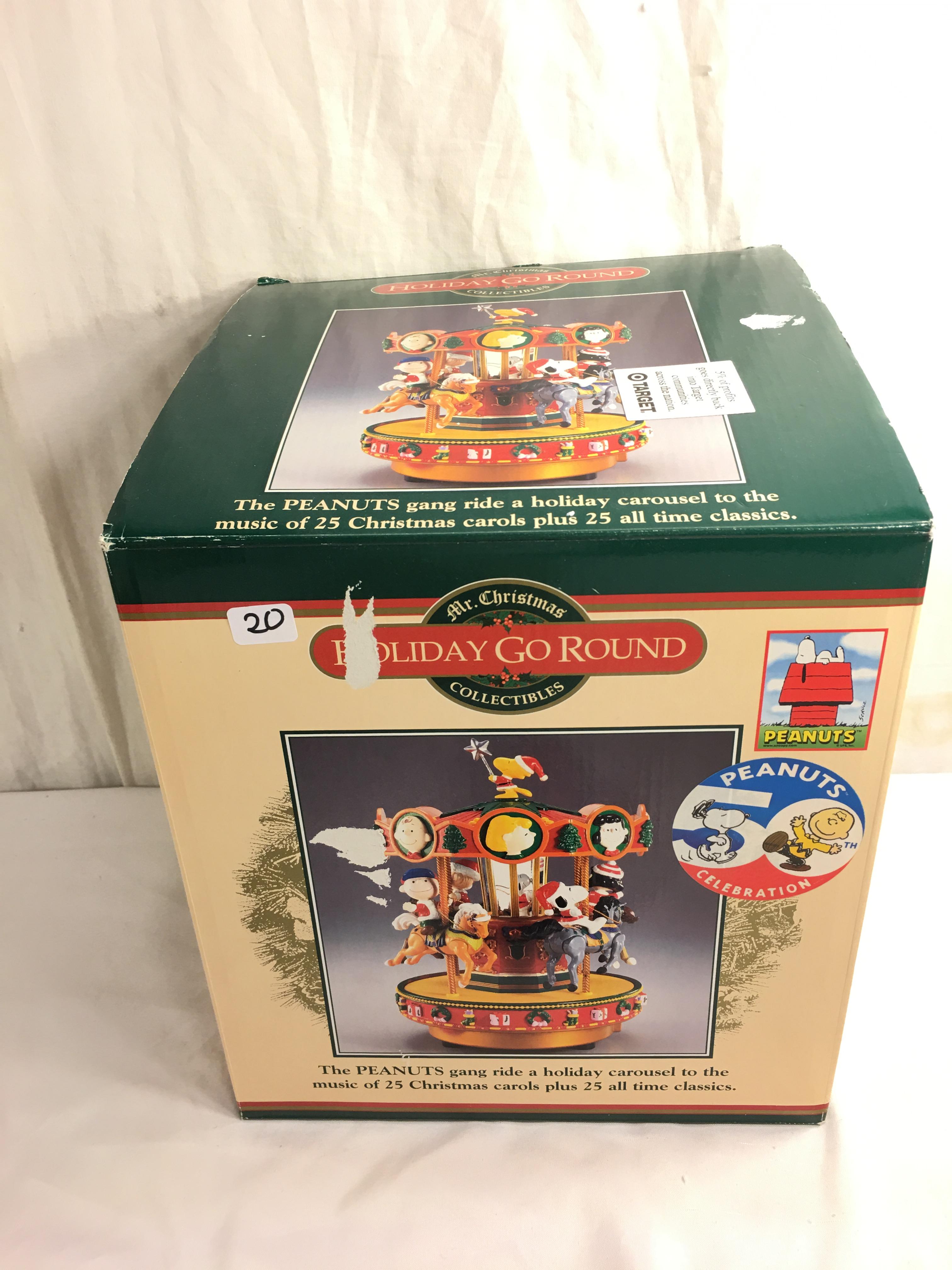 Collector Peanuts Holiday Go Round Mr. Christmas collectibles Box Size:10'tall by 9" Width