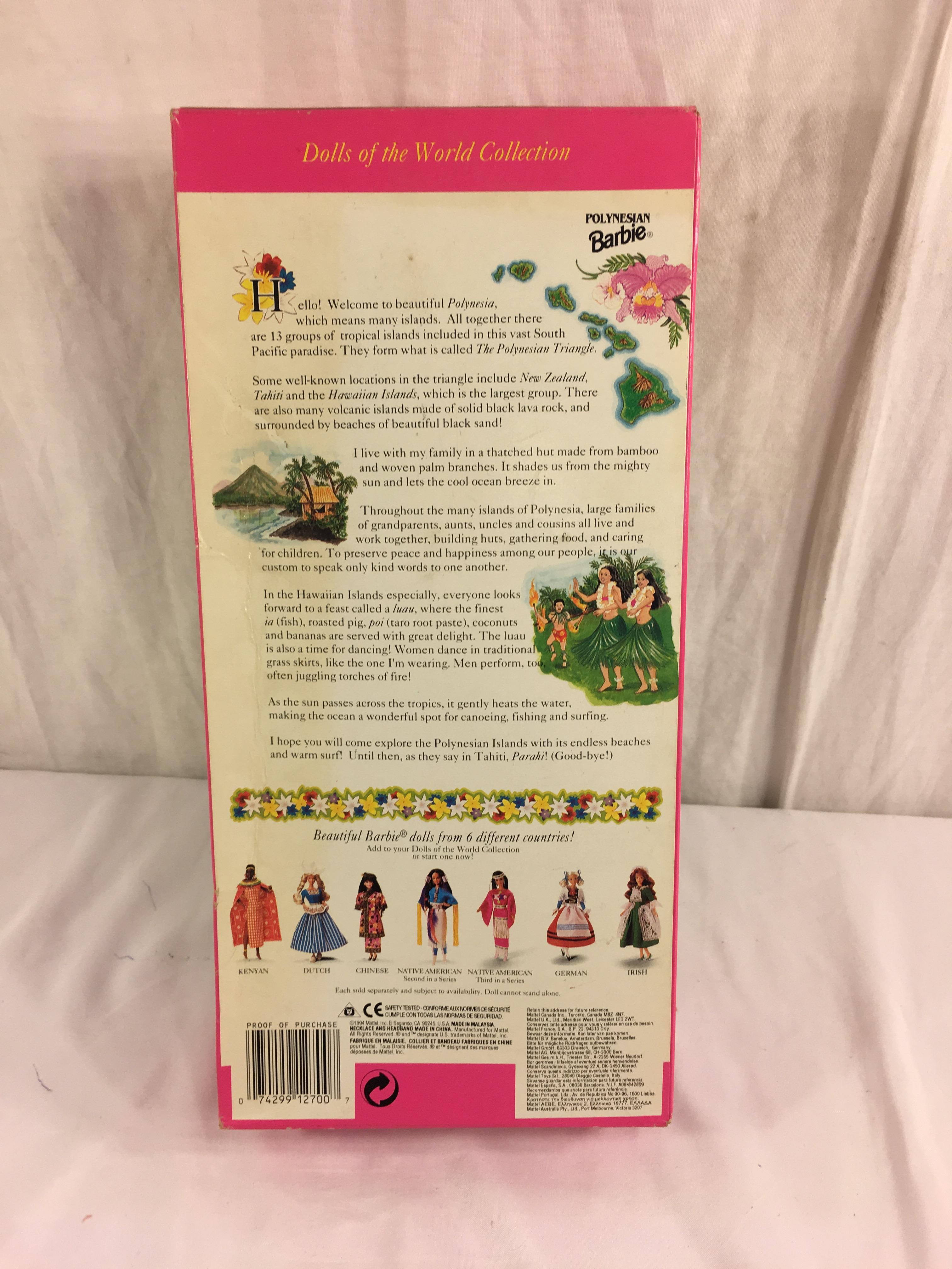 NIB Collector Edition Barbie Mattel Dolls Of The World Polynesian 12700 Size Box: 12"Tall Box