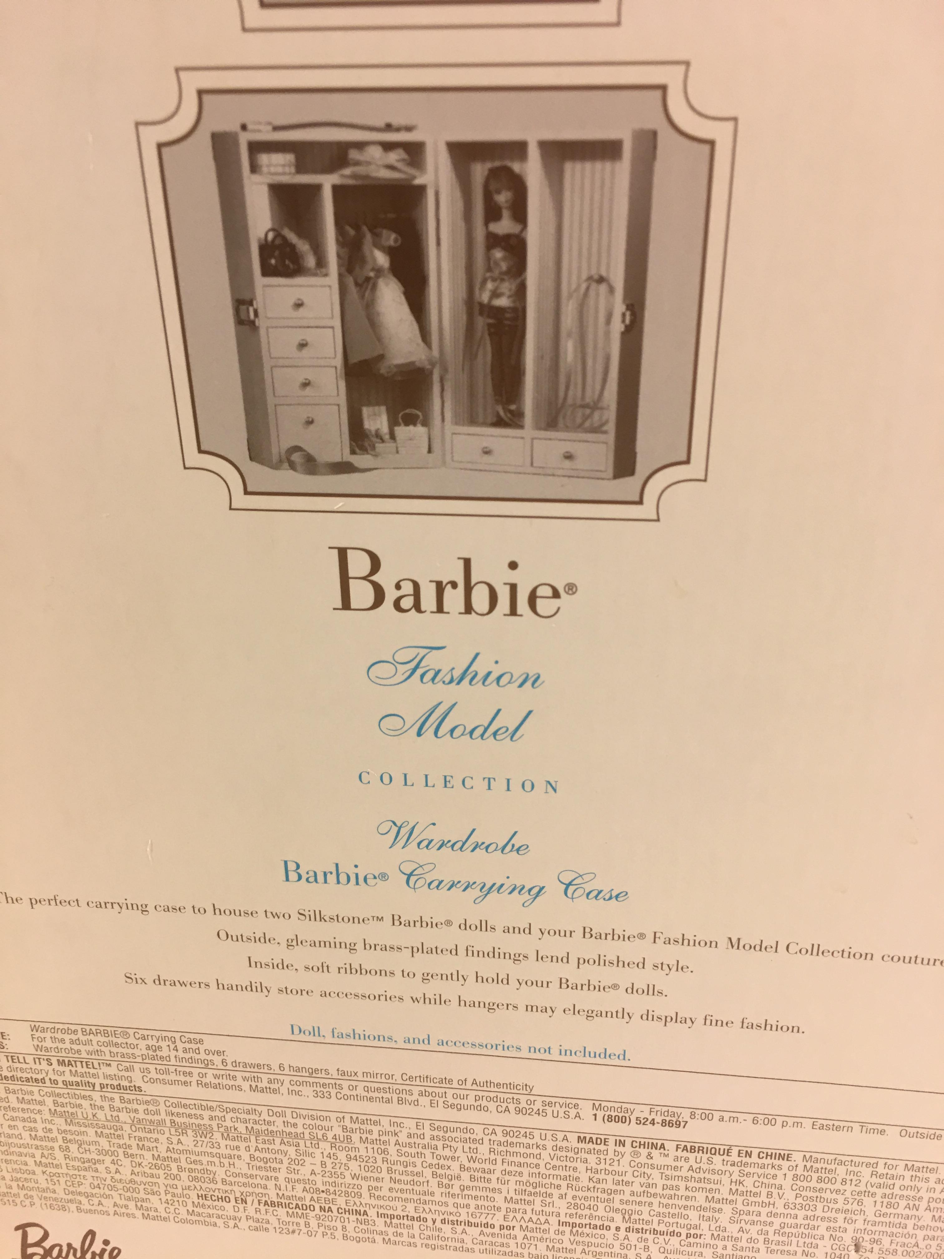 NIB Collector Barbie Fashion Model Limited Edition Wardrobe Box Size: 16x10x8" Box