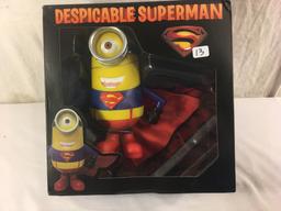 NIB Collector Despicable Me Superman  Minion Superhero Action Figure 9.5"Tall Box