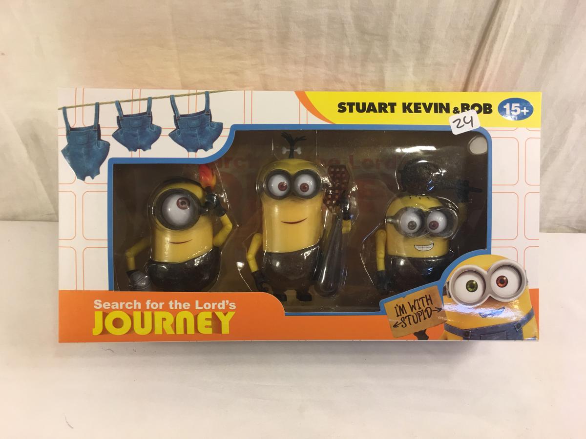 NIB Collector Minions Search for the Lord's Journey Stuart Kevin & Bob Action Figure 12.5x6.5" Box S