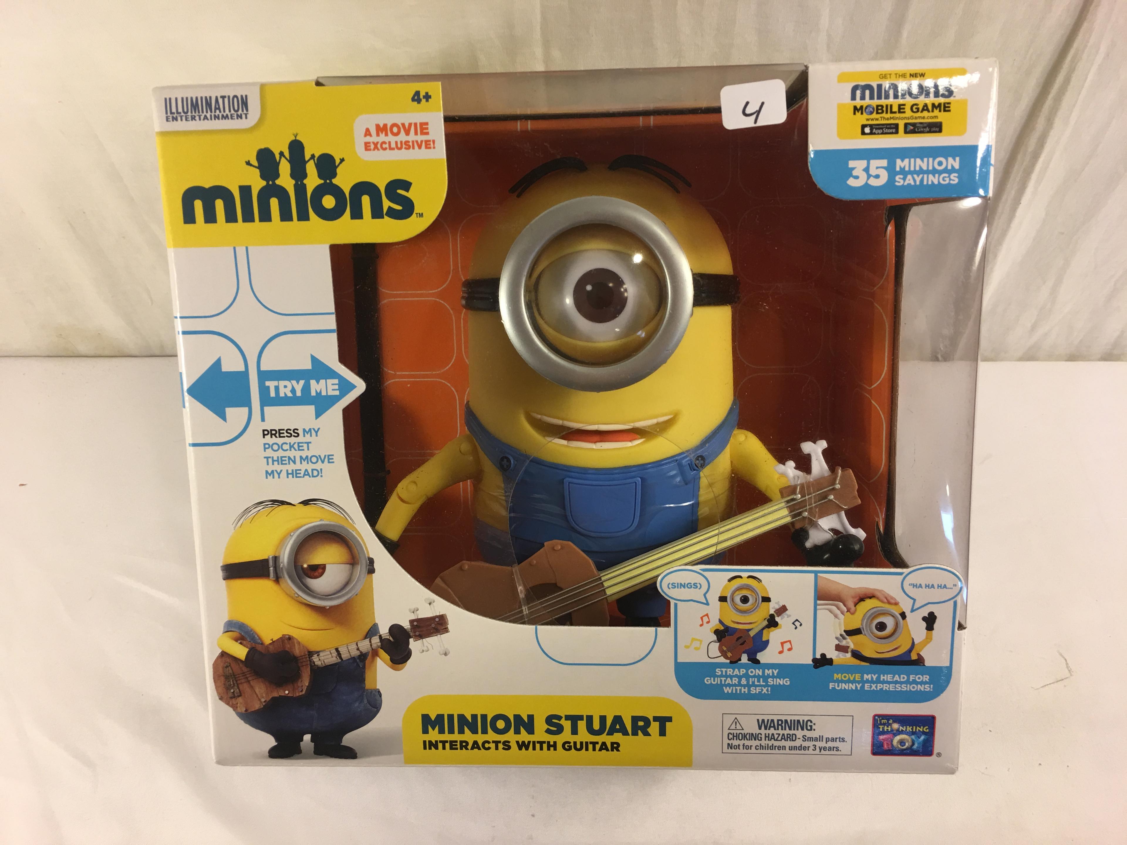 NIB Collector Illumination Entertainment Movie Exclusives Minion Stuart Interacts W/Guitar 9x10" Box