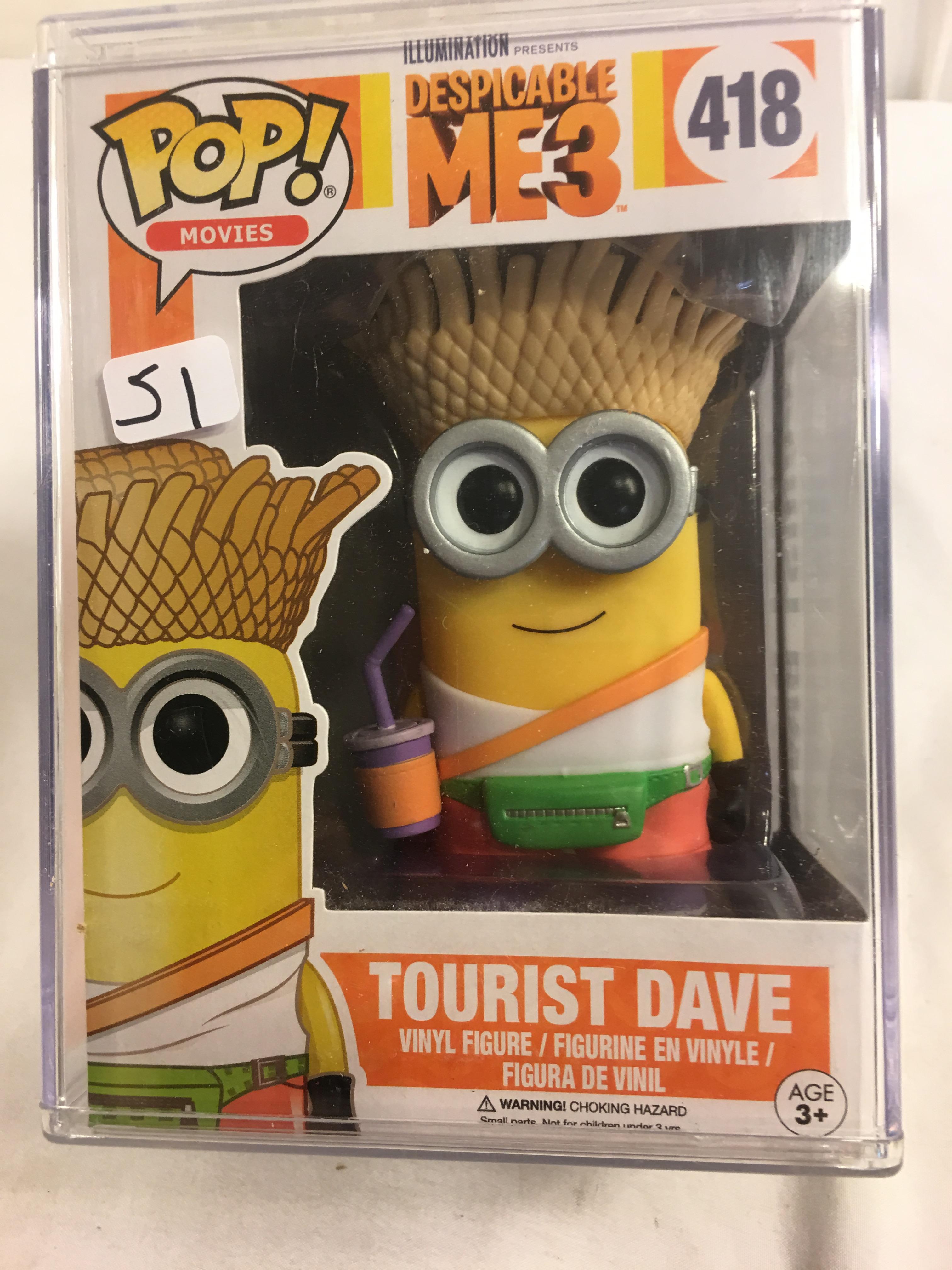 NIB Collector Funko POP Movies Despicable Me3 (in Hard Plastic Case) #418 Tourist Dave Vinyl Figure