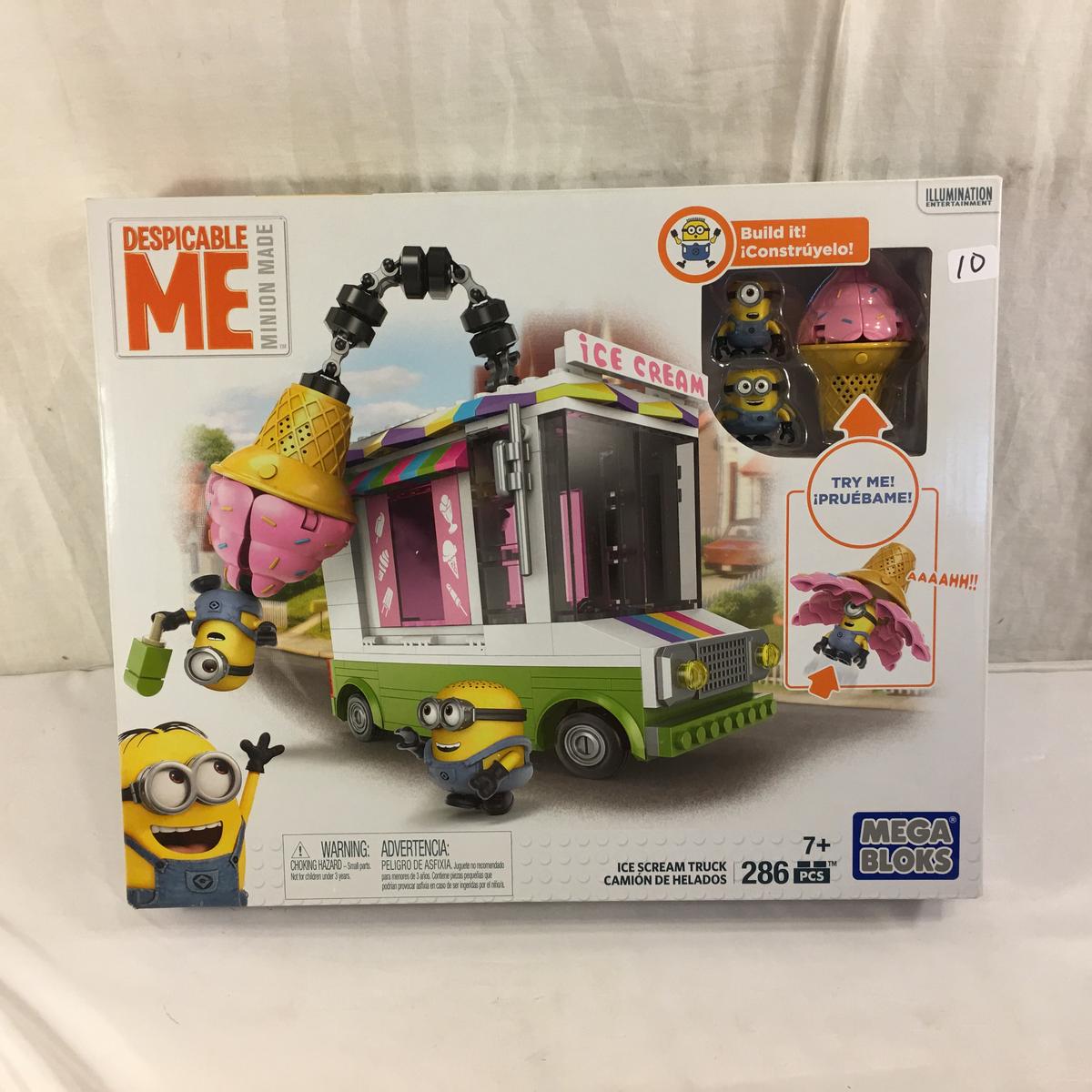 NIB Collector Illuminations Ent. Despicable Me Mega Bloks Ice Scream Truck 286 Pcs. 11.5x14"