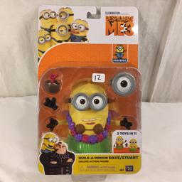 NIB Illumination Ent. Minions Despicable Me 3 Action Figure Build-A Minion Dave/Stuart 6-7"T