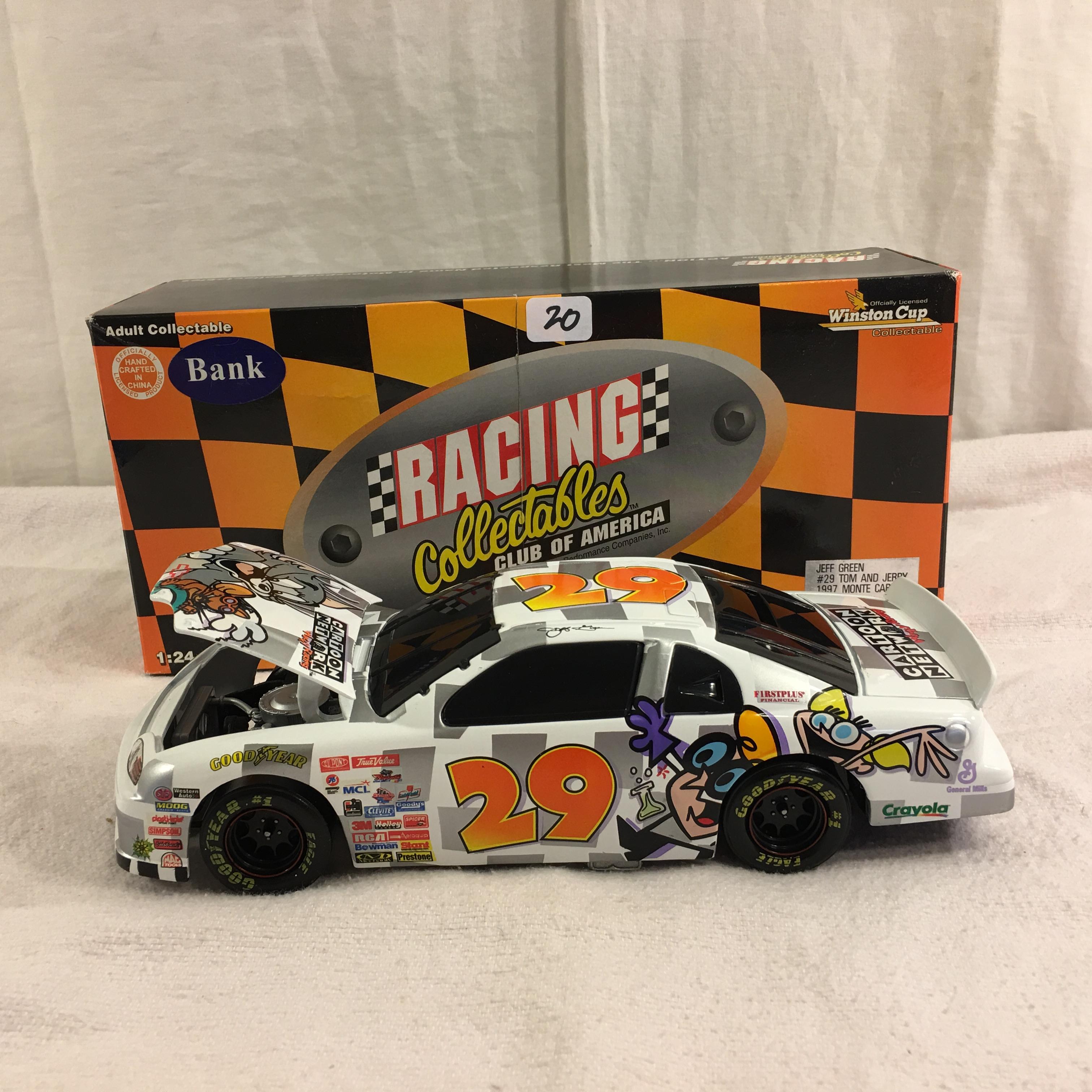 Collector Nascar Action Racing Jeff Green #29 Tom and Jerry 1997 Monte Carlo 1:24 Scale  Coin Bank