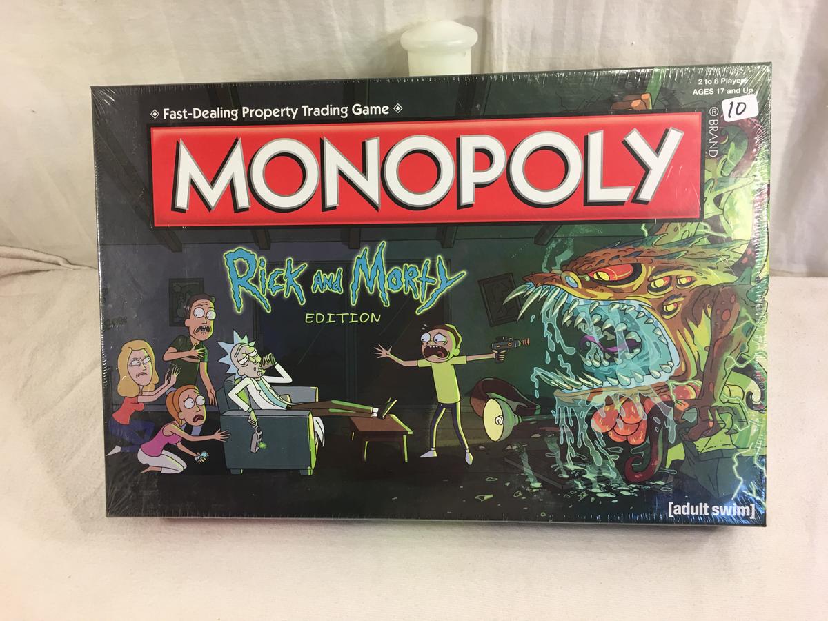 New Sealed in Box Fast-Dealing Property Trading Game Monopoly Rick & Morty Edition Game Size: 10.5x1