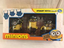 NIB Collector Minions Stuart Kevin & Bob Action Figures 12.5x6.5" Box Size