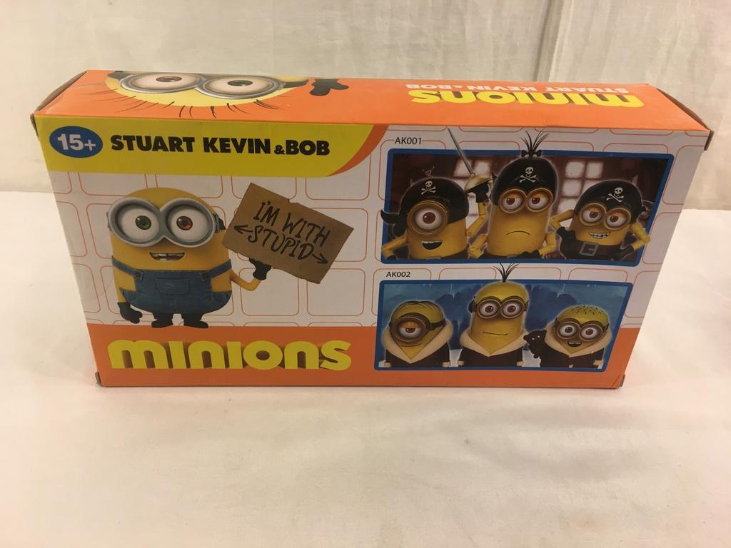 NIB Collector Minions Stuart Kevin & Bob Action Figures 12.5x6.5" Box Size