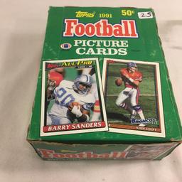 Box has Been Open- But, each Package Still Sealed - 1991 Topps Football Sports Trading Picture Cards