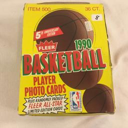 Box has Been Opened- But, each Package Still Sealed - 1990 Fleer Basketball Player Photo Sport Tradi