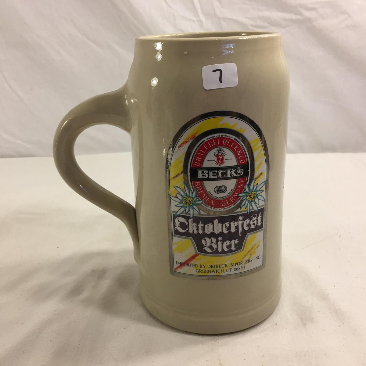 Collector Brauerei & beck Oktoberfest Bier Stein Ceramic Size: 7.1/2"