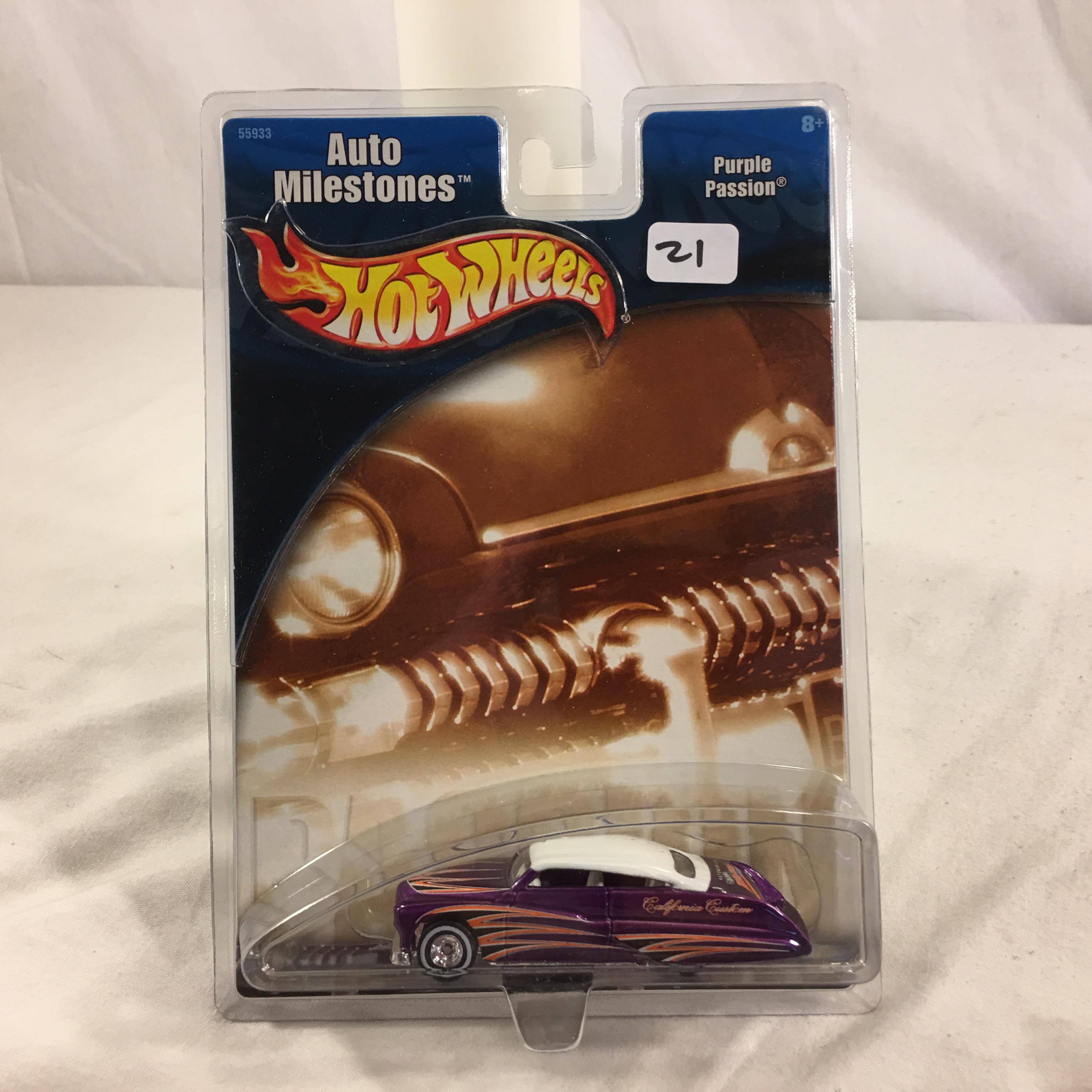 Collector NIP Hot Wheels Auto Milestones Purple Passion No. 55933 Scale 1/64 Diecast Car