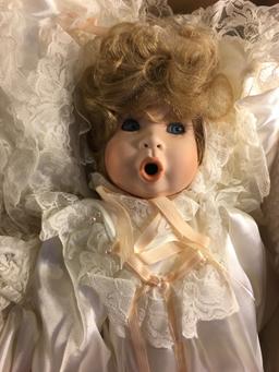 Collector Loose in Box Baby Girl With Big Pillow Porcelain Baby Doll 21"Tall Box Size