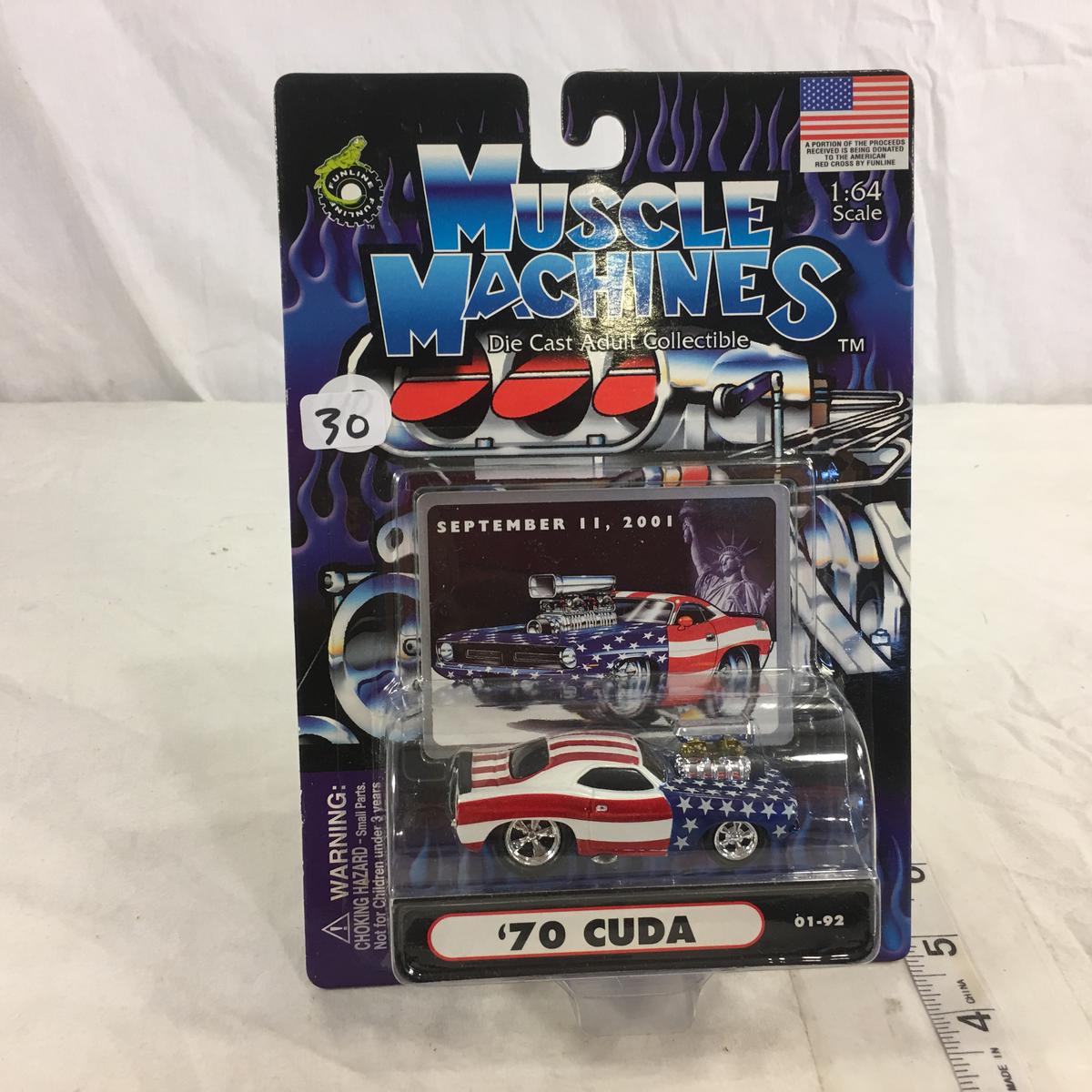 NIP Collector Funline Muscle Machines DieCast Metal '70 Cuda 1/64 Scale DieCast Metal