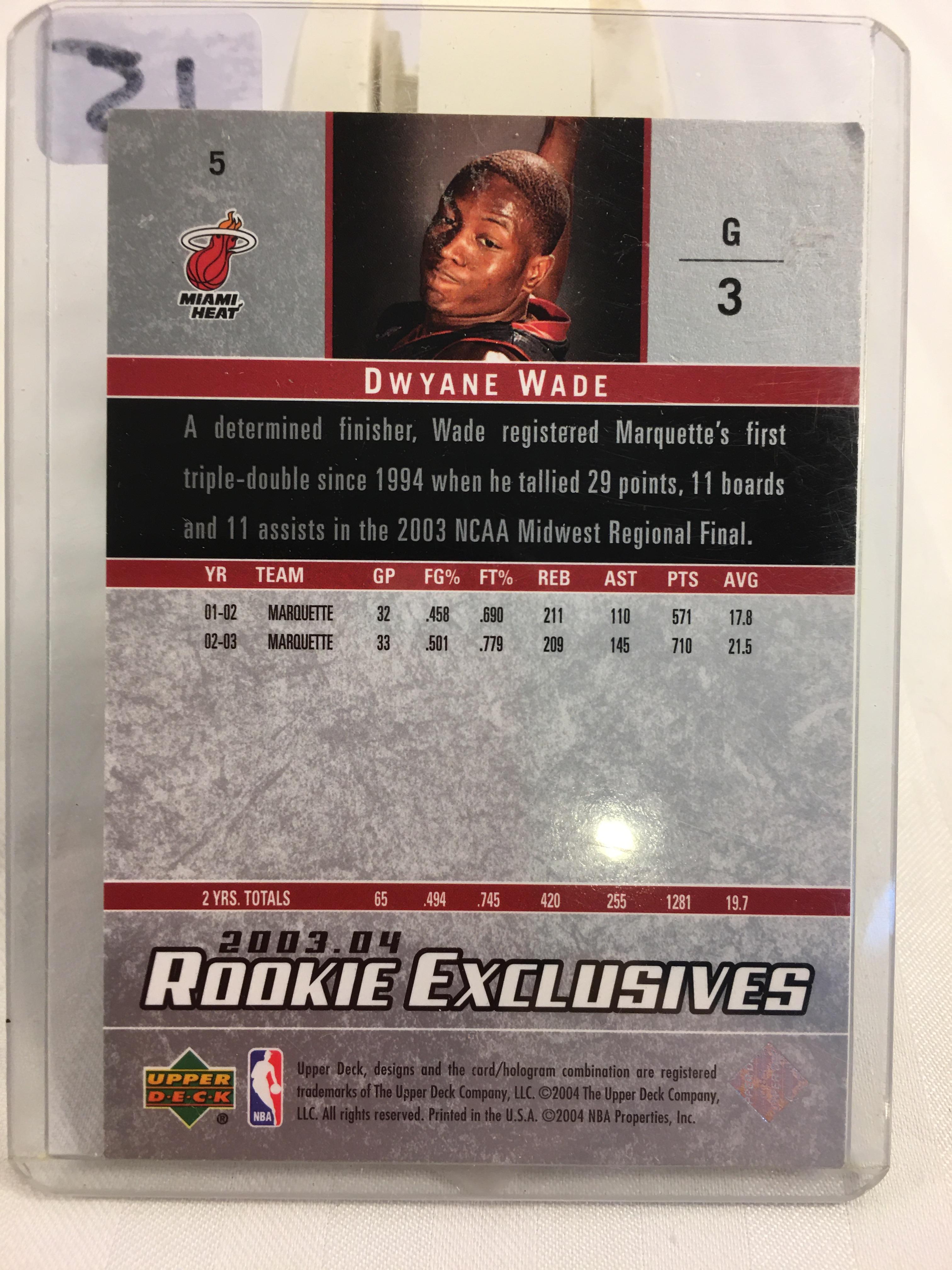 Collector Dwayne Wade Rookie Card 2003-04 Upper Deck Rookie Exclusives NBA Basketball Sport Card