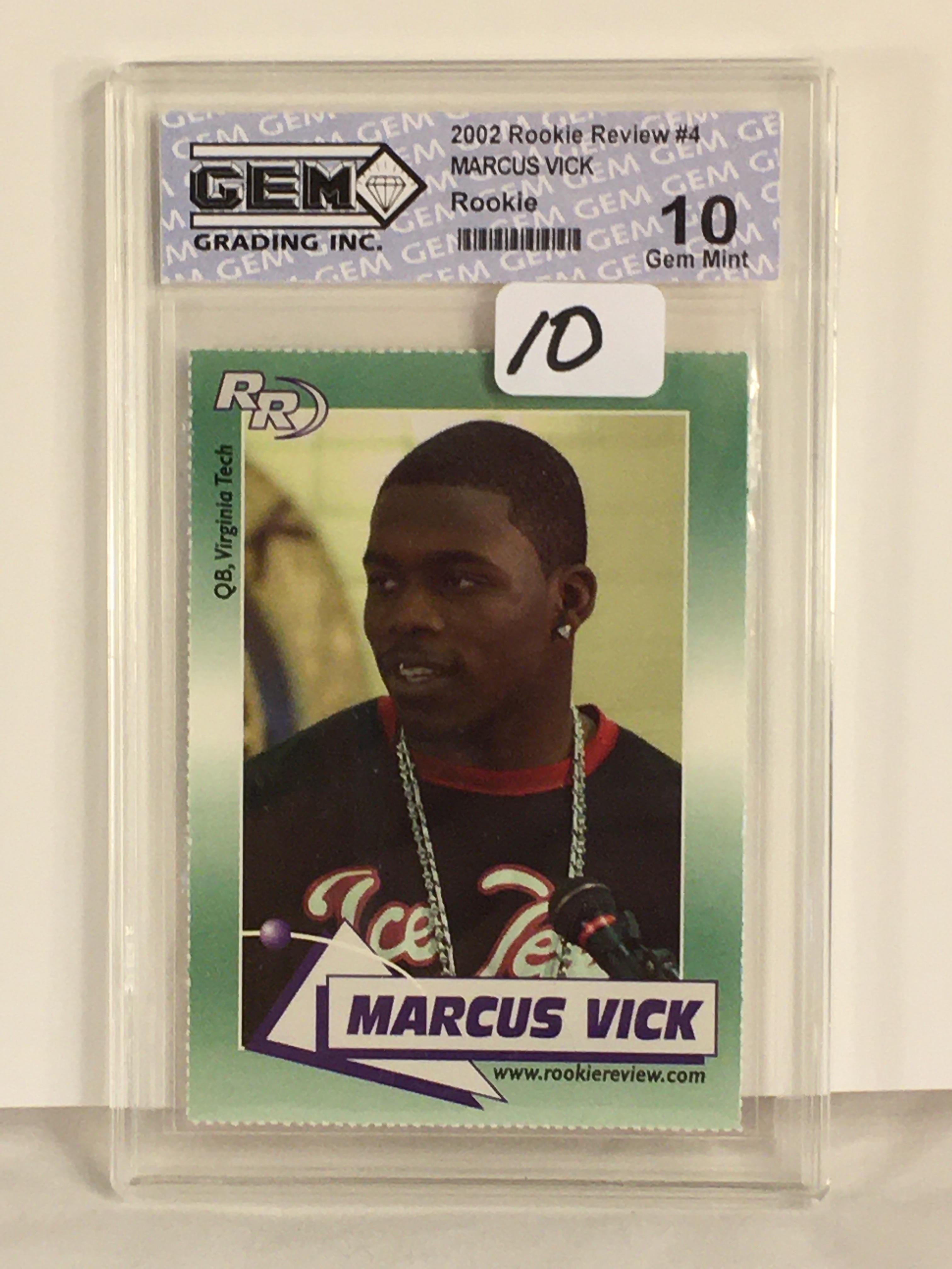 Collector Gem Grading 2002 Rookie Preview #4 Marcus Vick Rookie 10 Gem Mint C2023759 Card