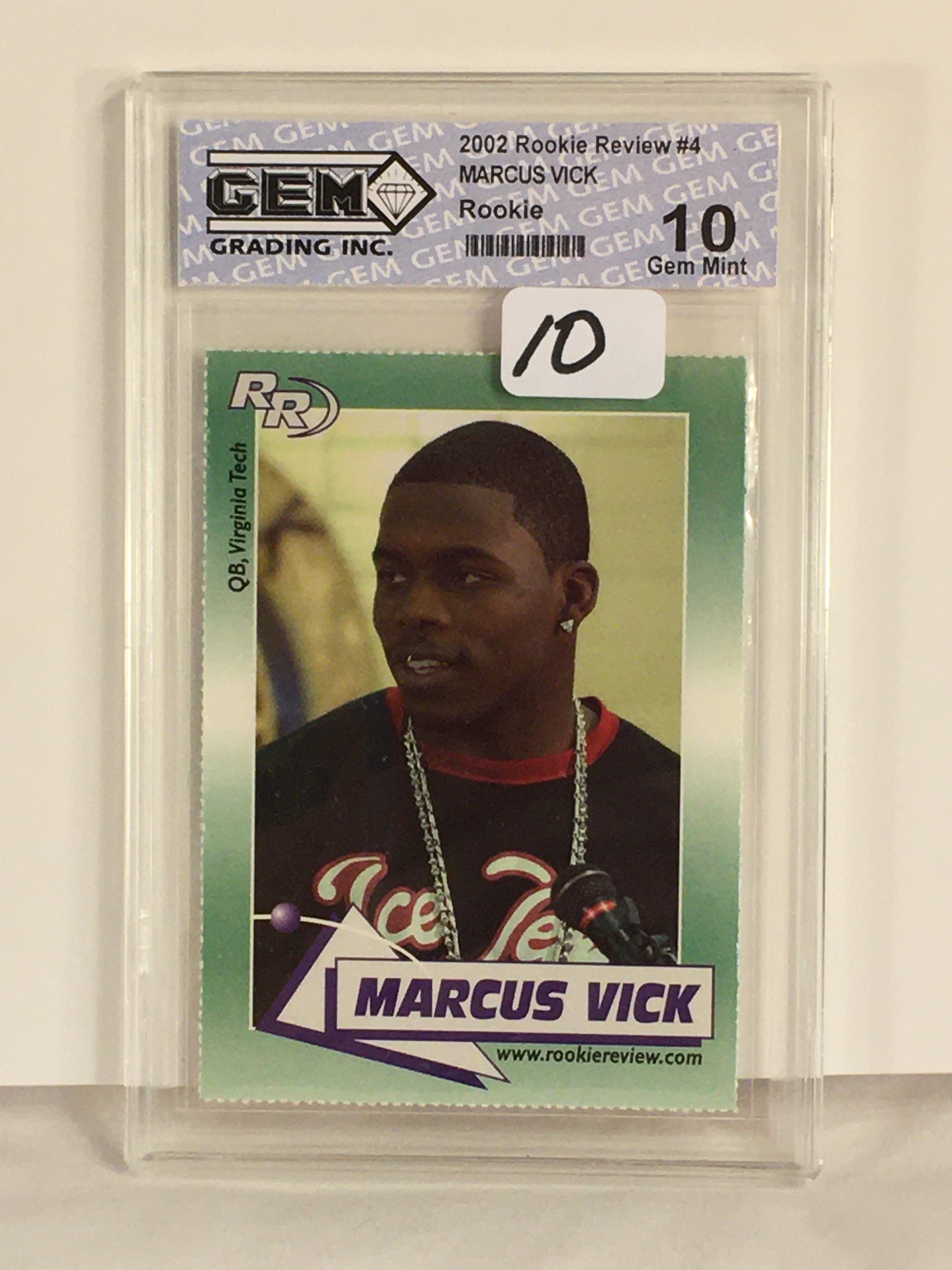 Collector Gem Grading 2002 Rookie Preview #4 Marcus Vick Rookie 10 Gem Mint C2023759 Card