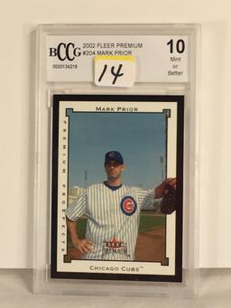 Collector BCCG Graded 2002 Fleer Premium #204 Mark Prior 10 Mint Of Better #000134218 Baseball Card