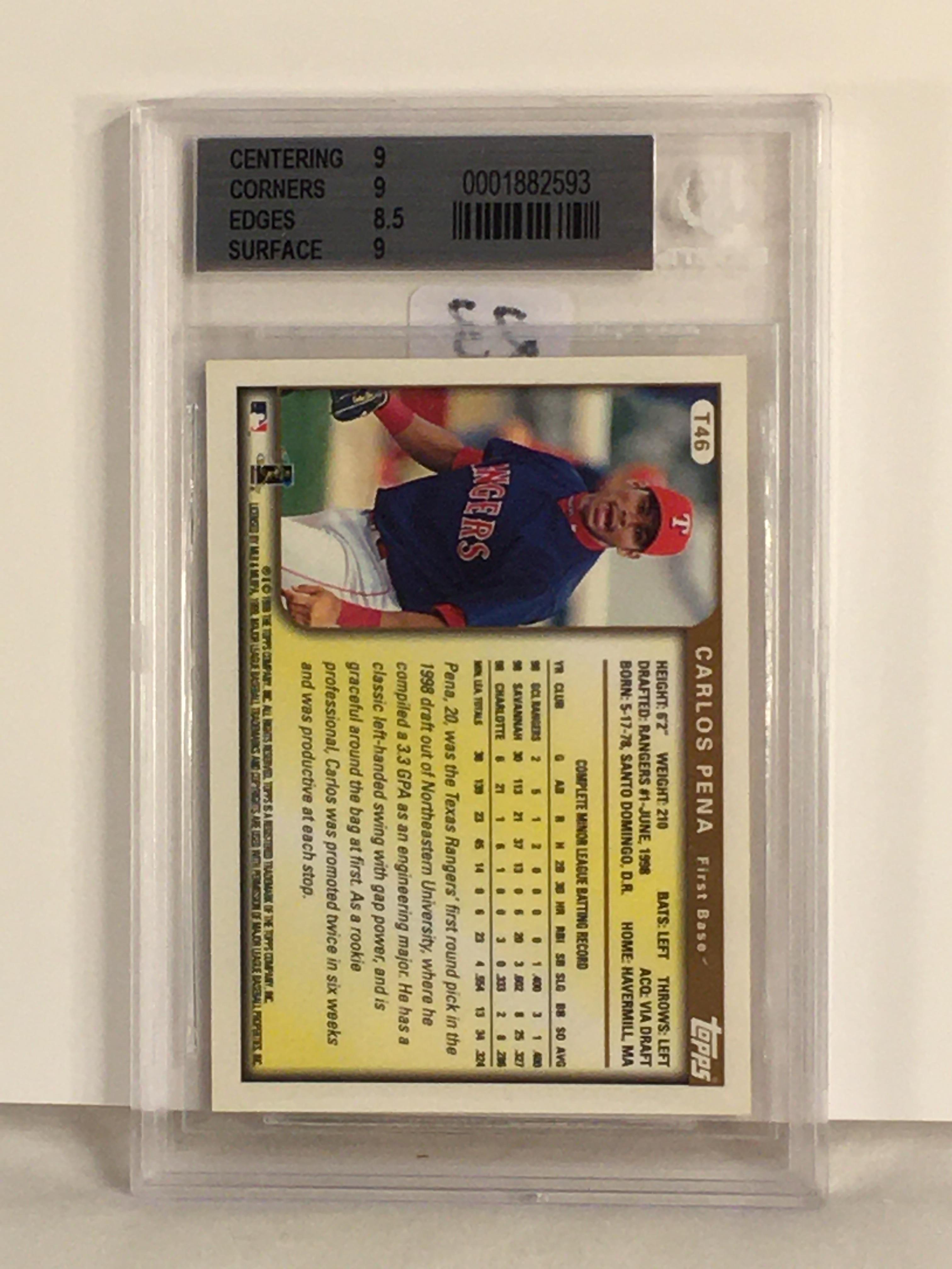 Collector Beckett Graded 1999 Topps Traded #T46 Carlos Pena 9 Mint Baseball Card #0001882593