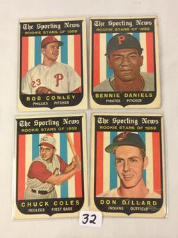 Lot of 4 Pieces Collector Vintage Sport Baseball Cards Assorted Team & Player Cards - See Pictures