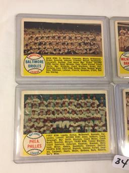 Lot of 4 Pieces Collector Vintage Sport Baseball Cards Assorted Team & Player Cards - See Pictures